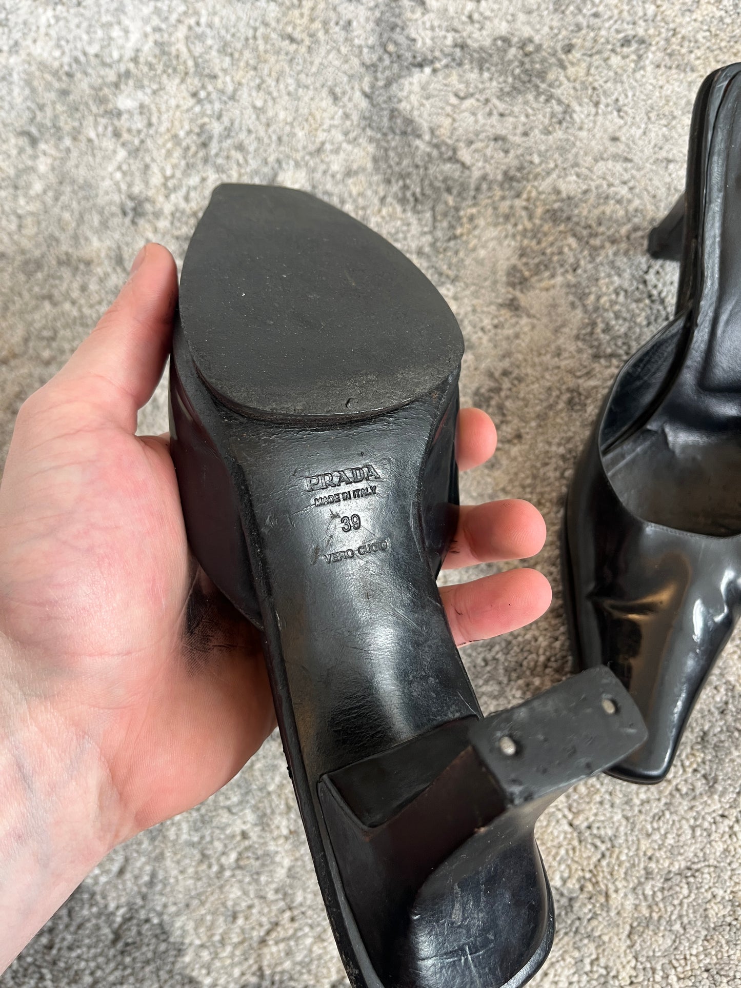 Prada 1999 leather heels mules