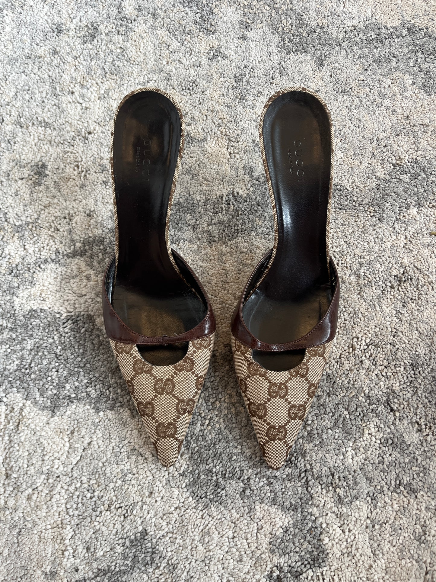 Gucci 2000's monogram & leather mules