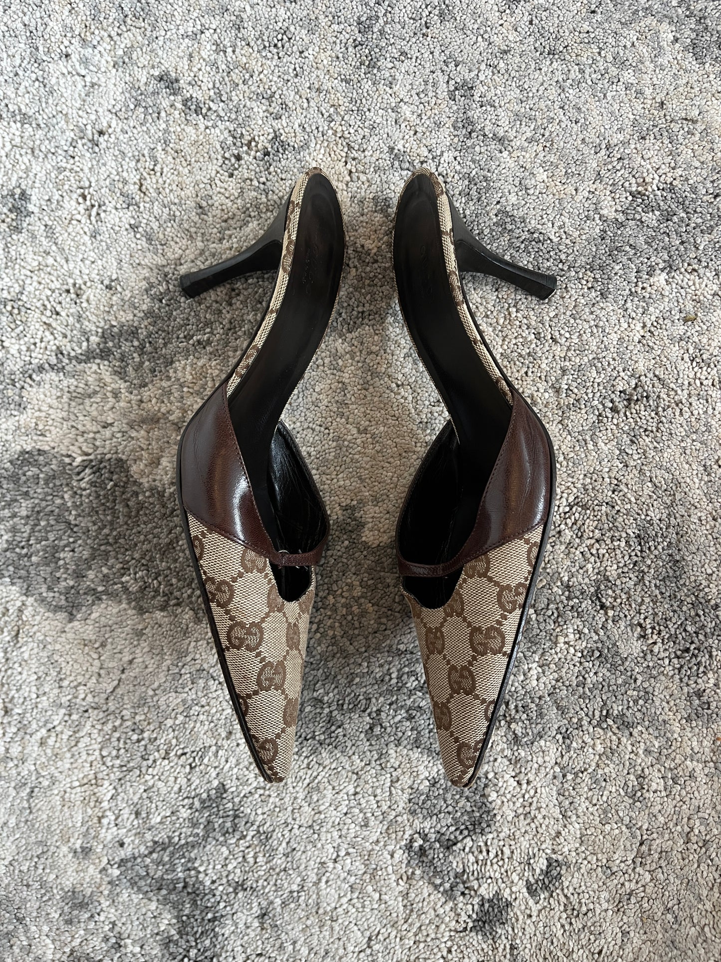 Gucci 2000's monogram & leather mules