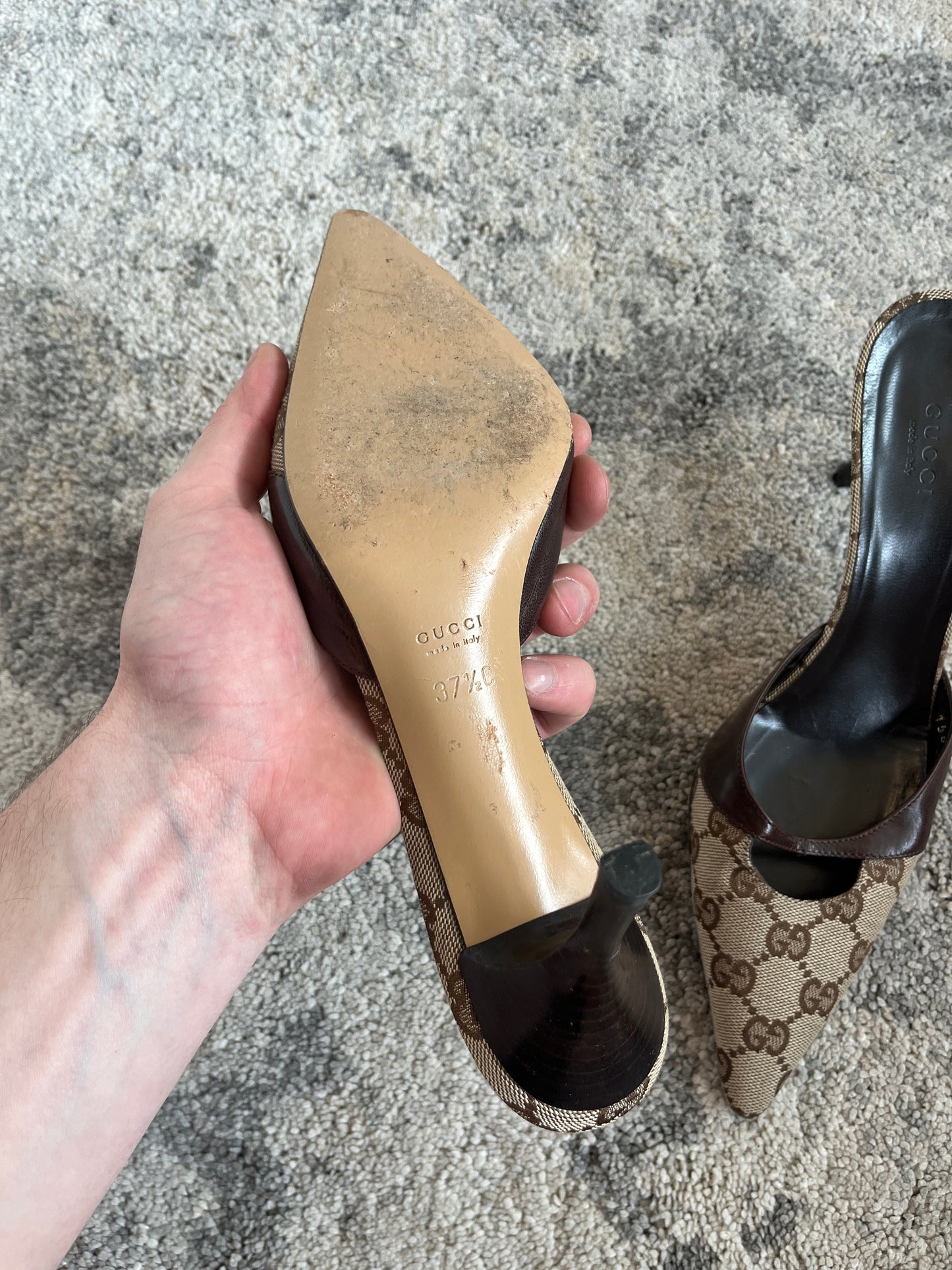 Gucci 2000's monogram & leather mules