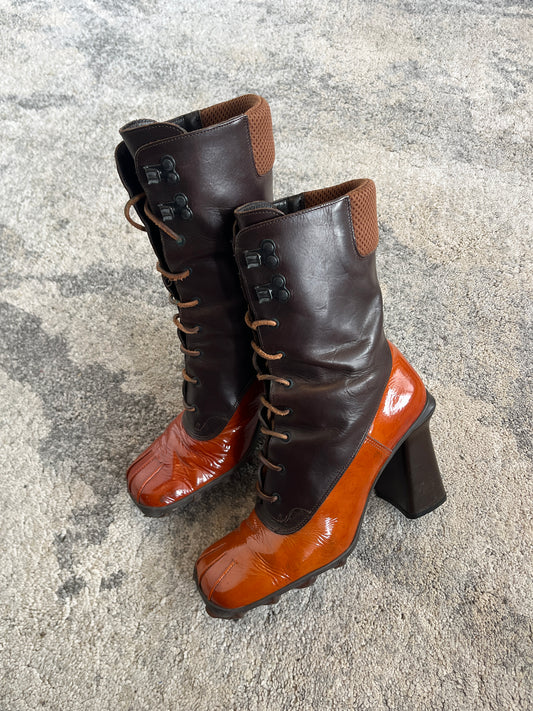 Miu Miu FW1999 patent heels high boots