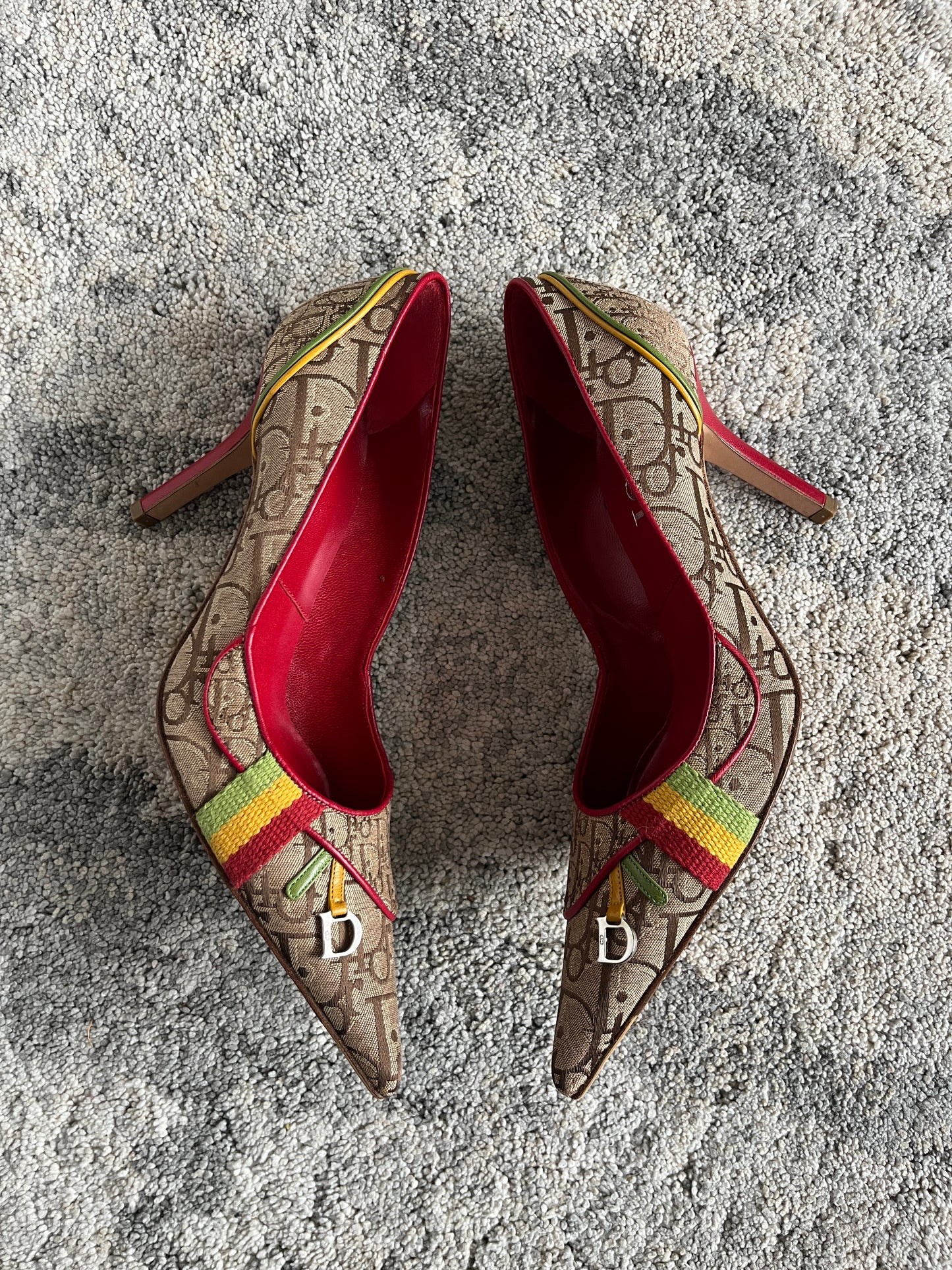 Dior FW2004 rasta monogram heels