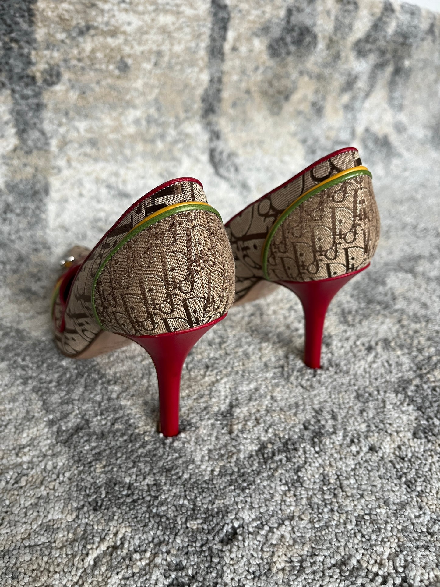 Dior FW2004 rasta monogram heels
