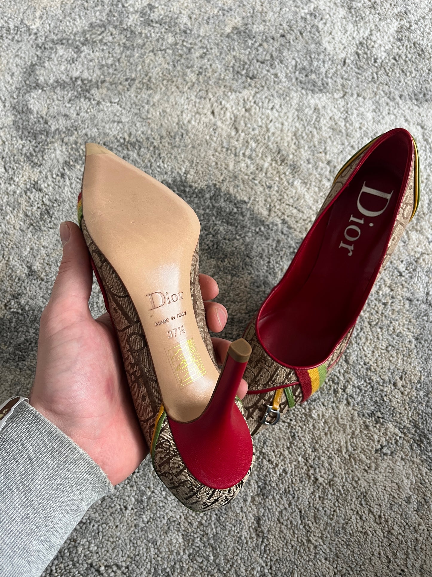 Dior FW2004 rasta monogram heels