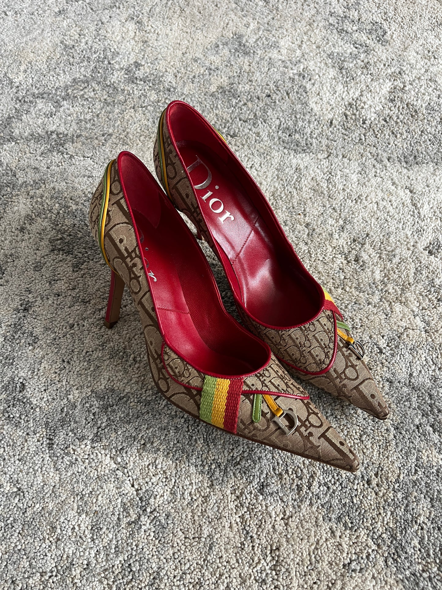 Dior FW2004 rasta monogram heels