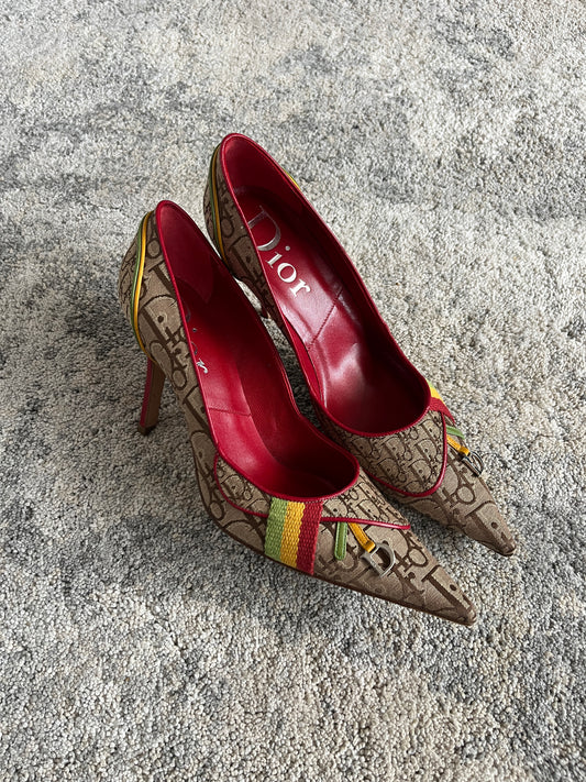 Dior FW2004 rasta monogram heels