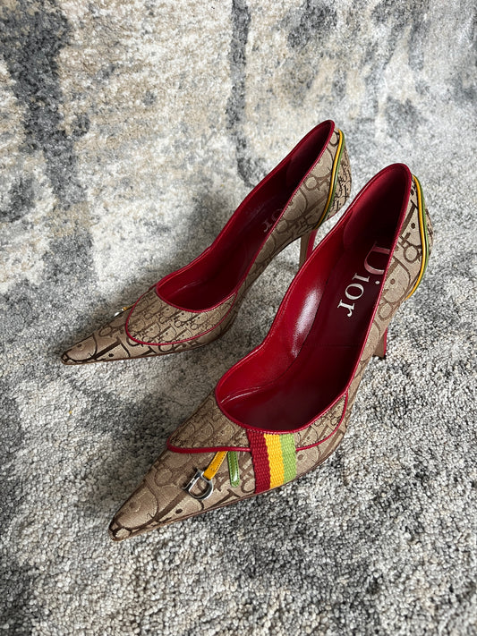 Dior FW2004 rasta monogram heels