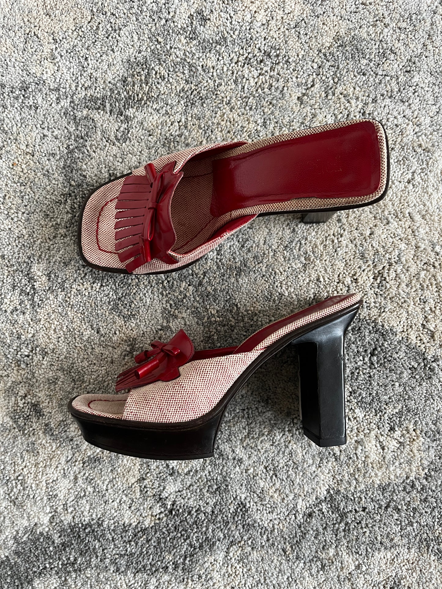 Prada SS1999 linen platform mules