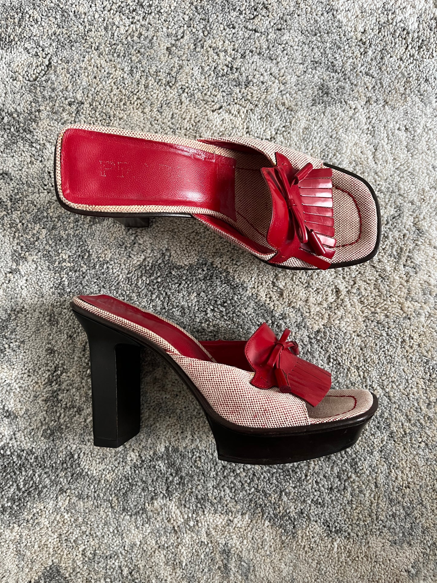 Prada SS1999 linen platform mules