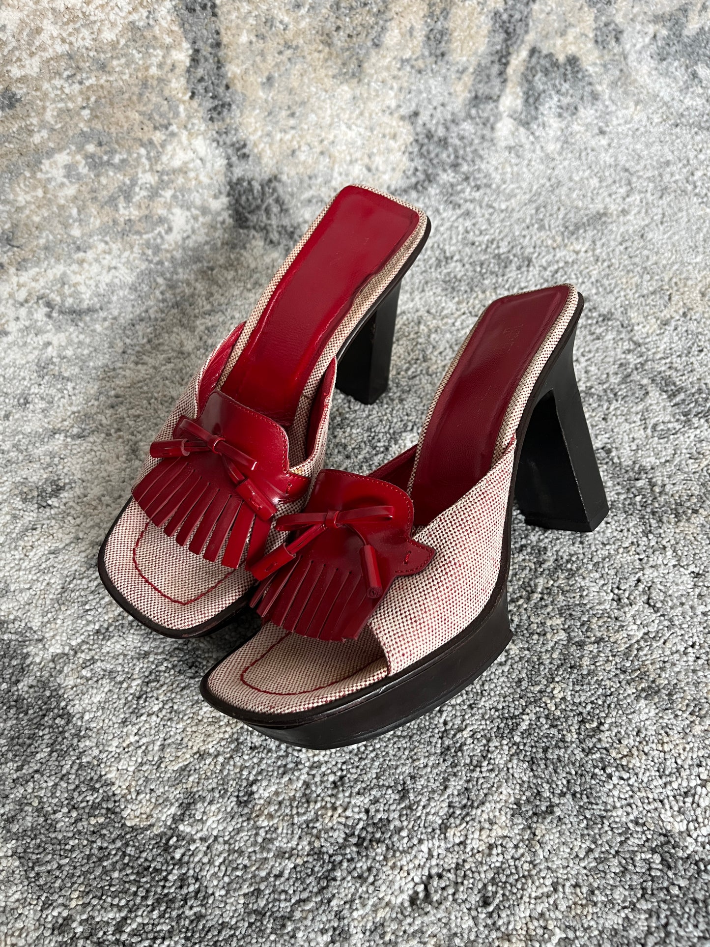Prada SS1999 linen platform mules
