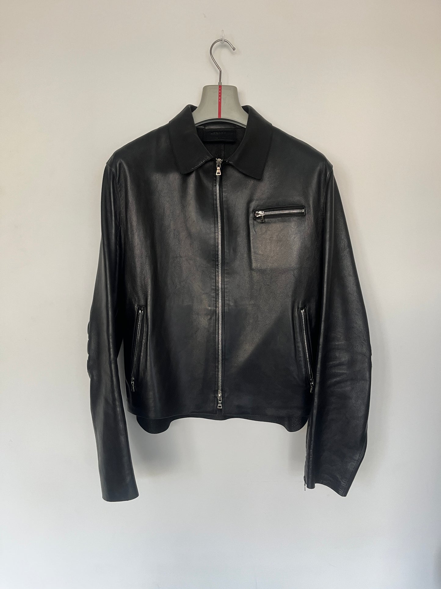 Prada FW1999 motorcycle patch leather jacket