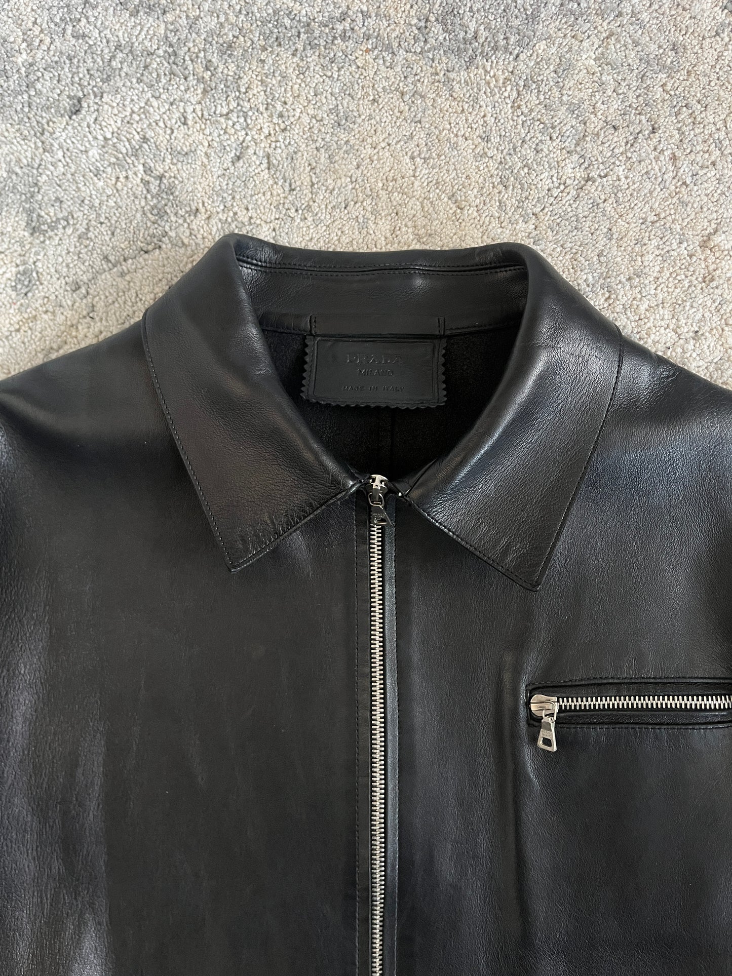 Prada FW1999 motorcycle patch leather jacket