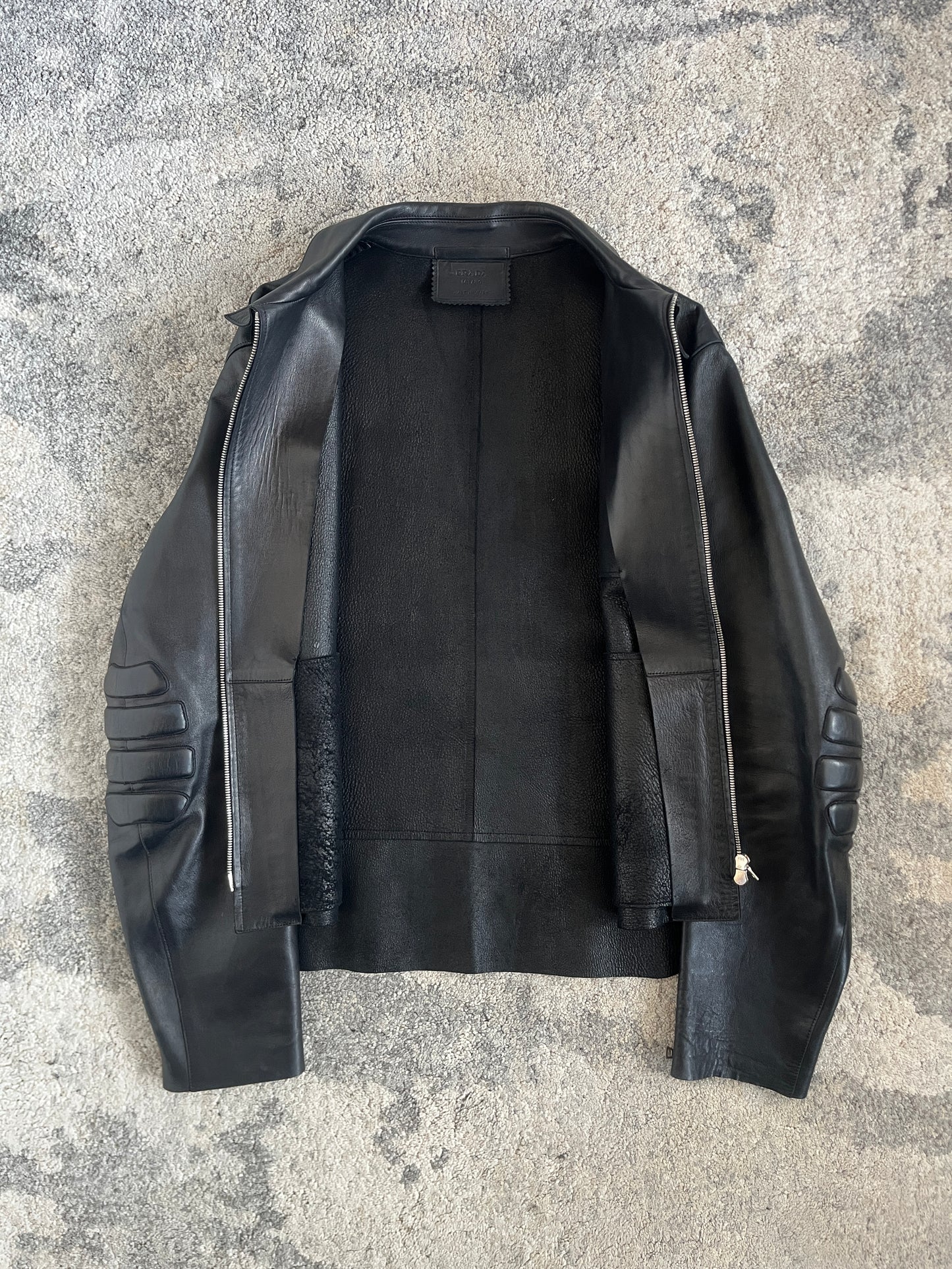 Prada FW1999 motorcycle patch leather jacket