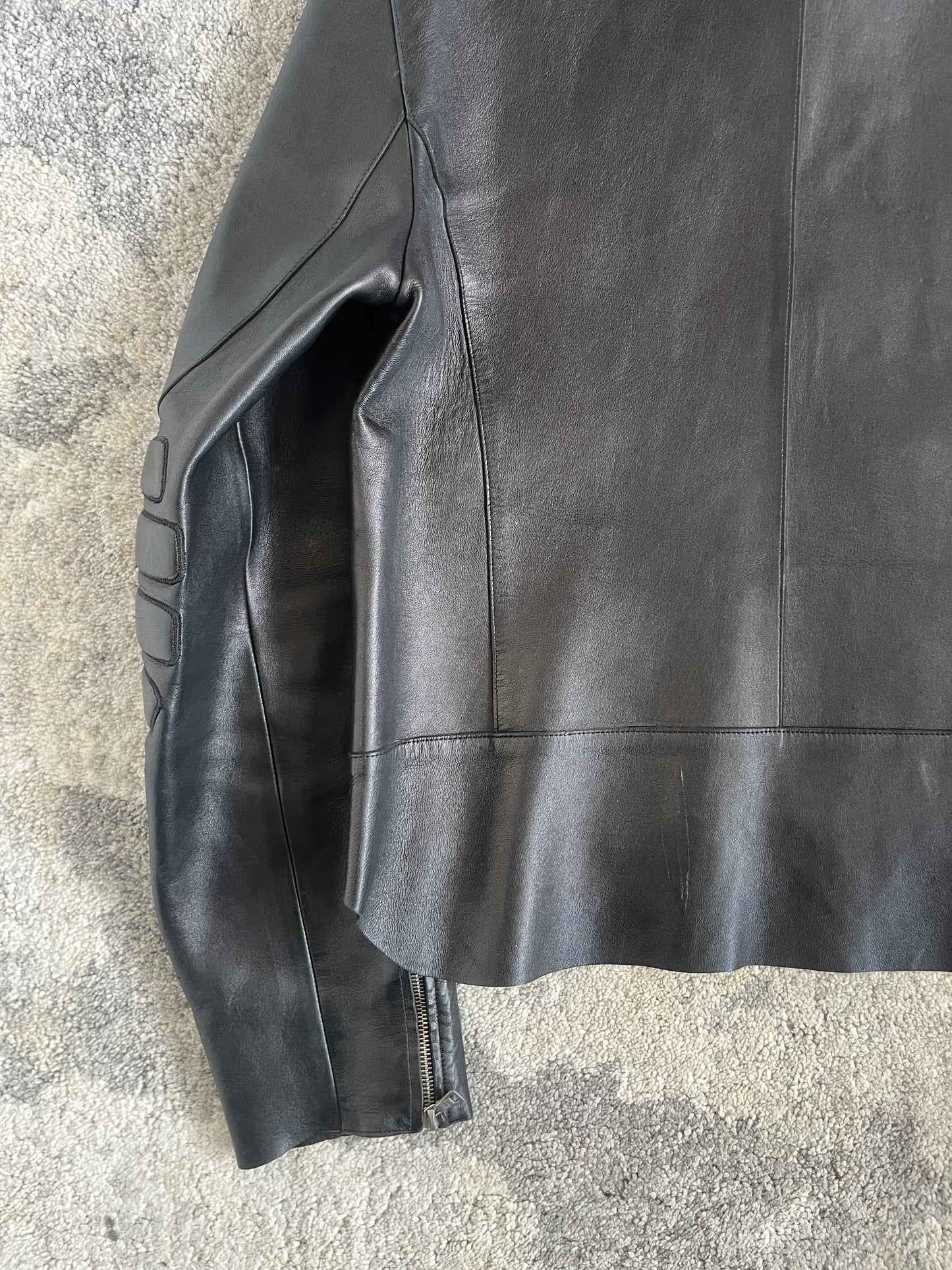 Prada FW1999 motorcycle patch leather jacket