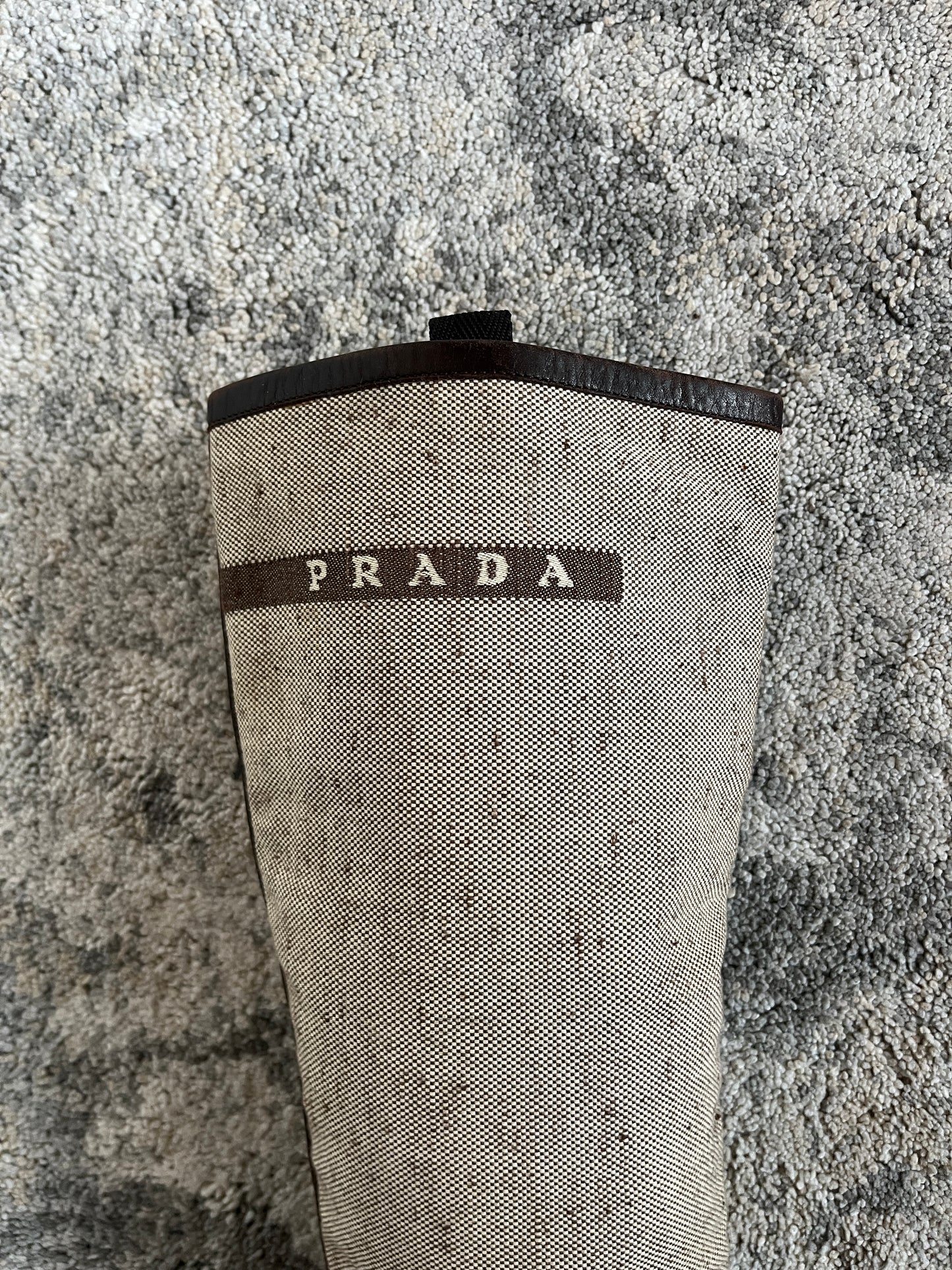 Prada SS1999 linen & leather platefrom boots