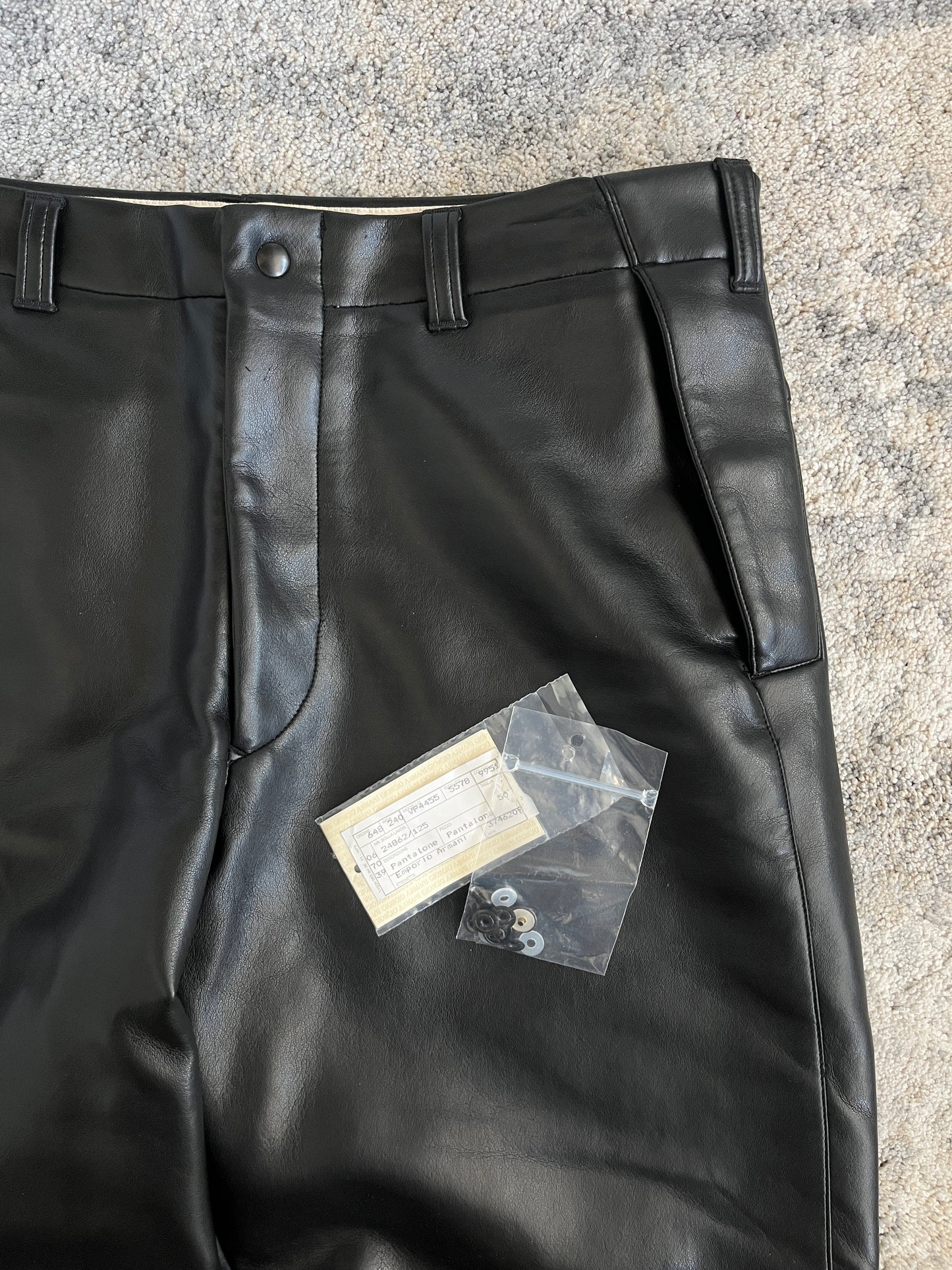 Armani 1990's vinyl motorcycle patchs pants