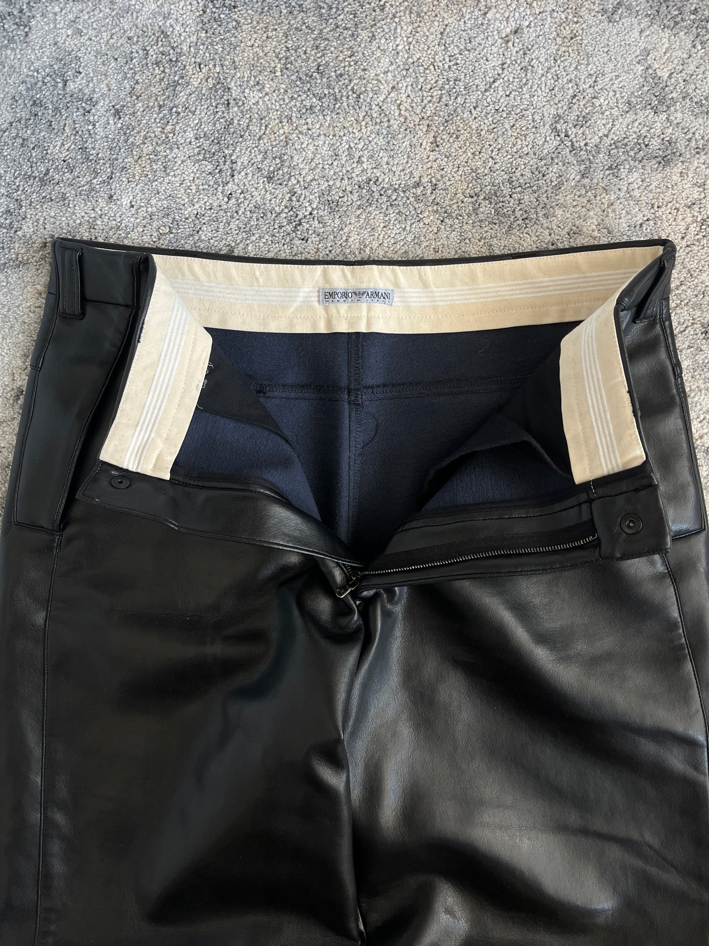 Armani 1990's vinyl motorcycle patchs pants