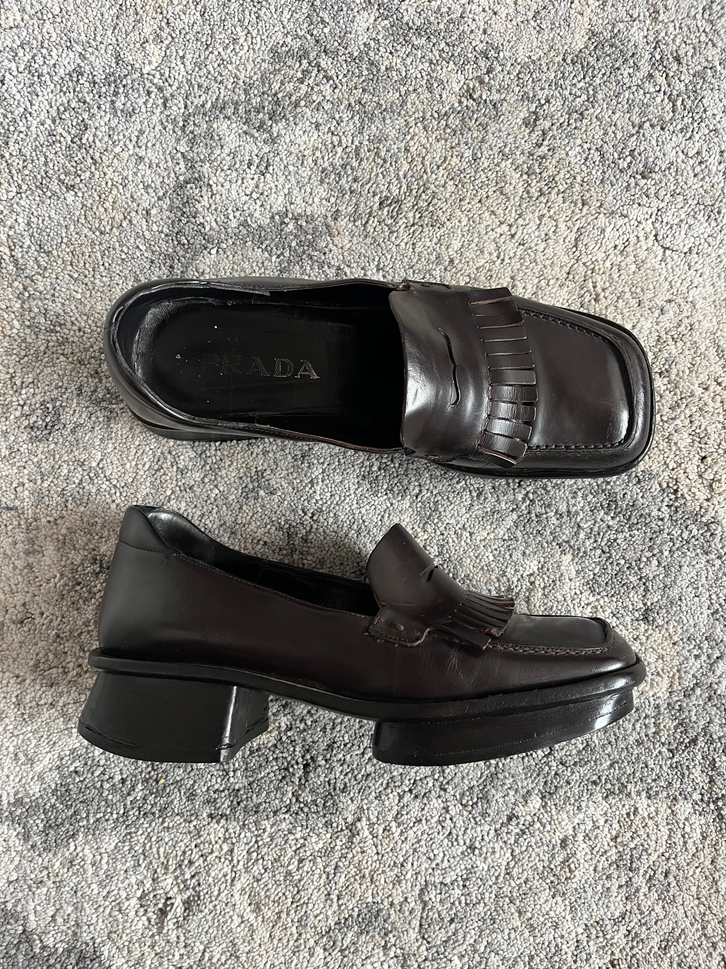 Prada SS1999 leather platform loafers