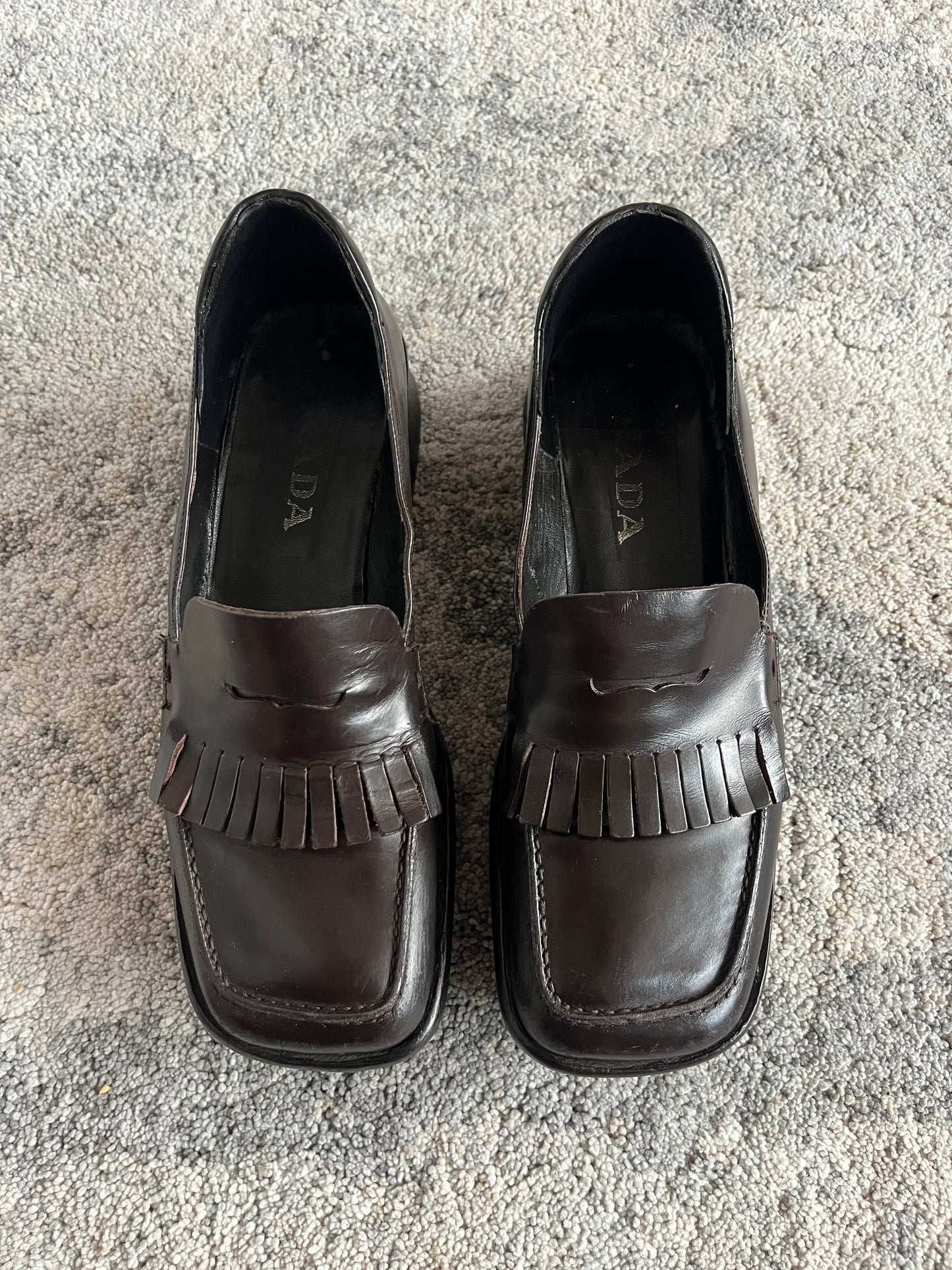 Prada SS1999 leather platform loafers
