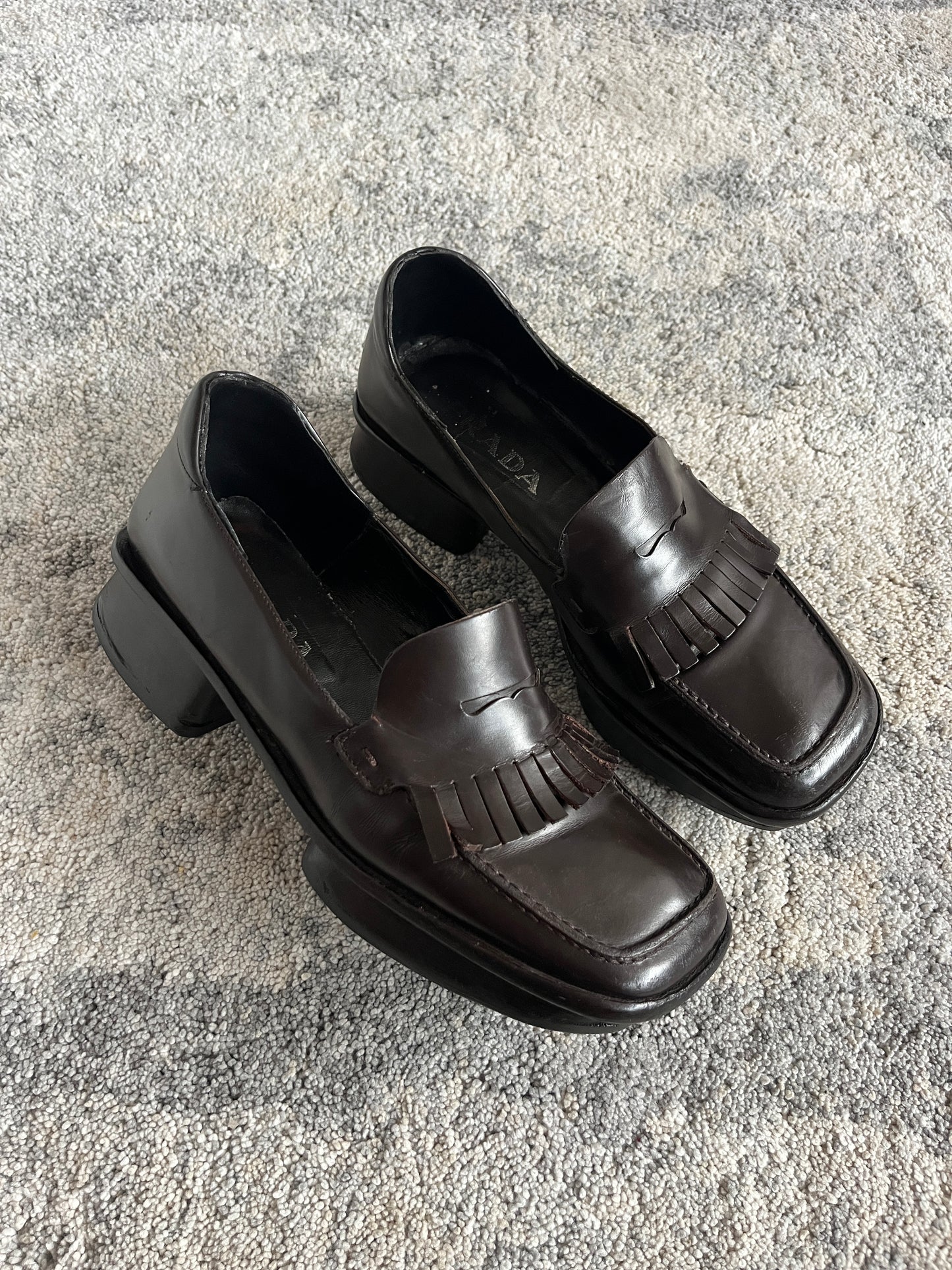Prada SS1999 leather platform loafers
