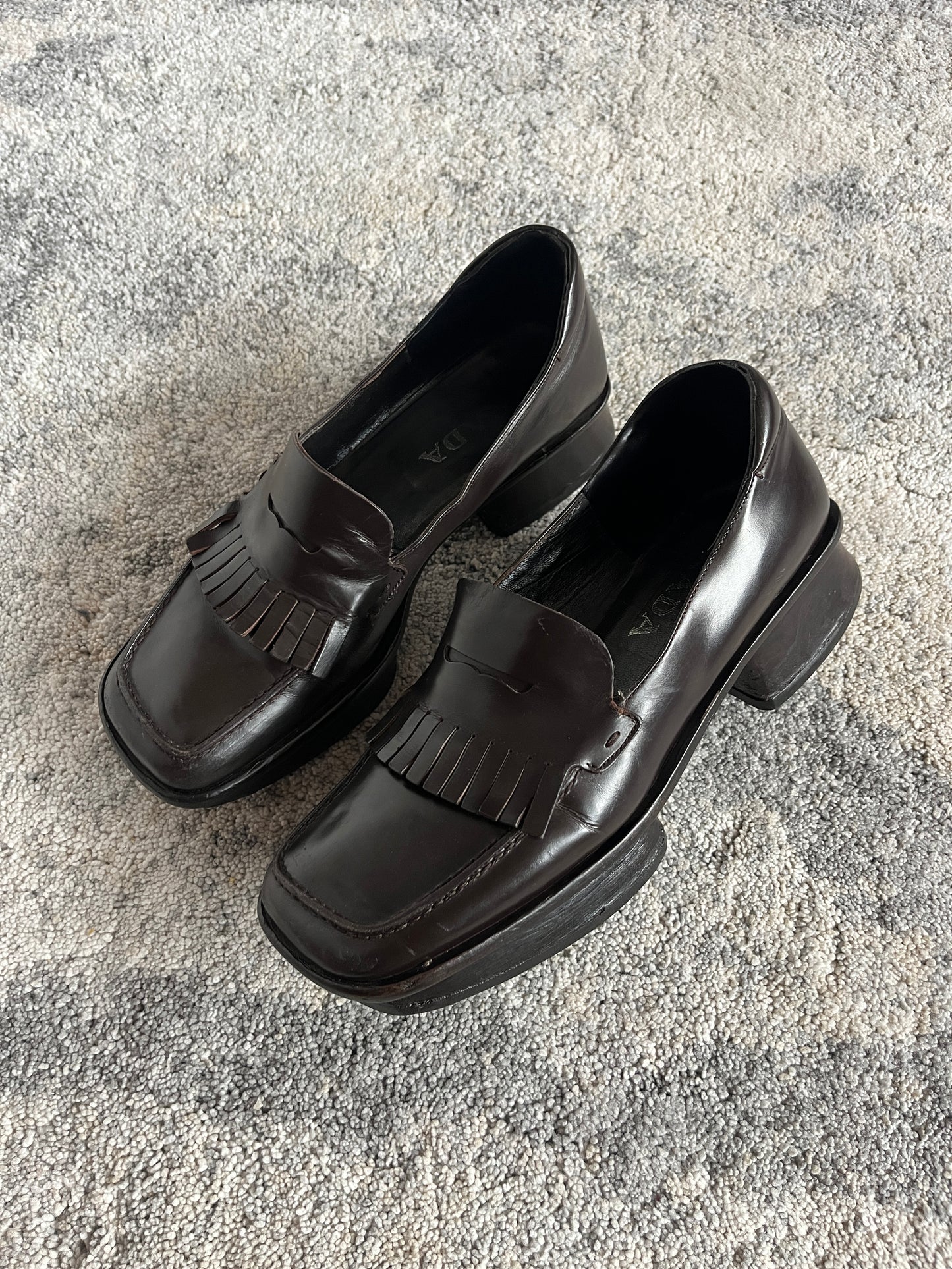 Prada SS1999 leather platform loafers