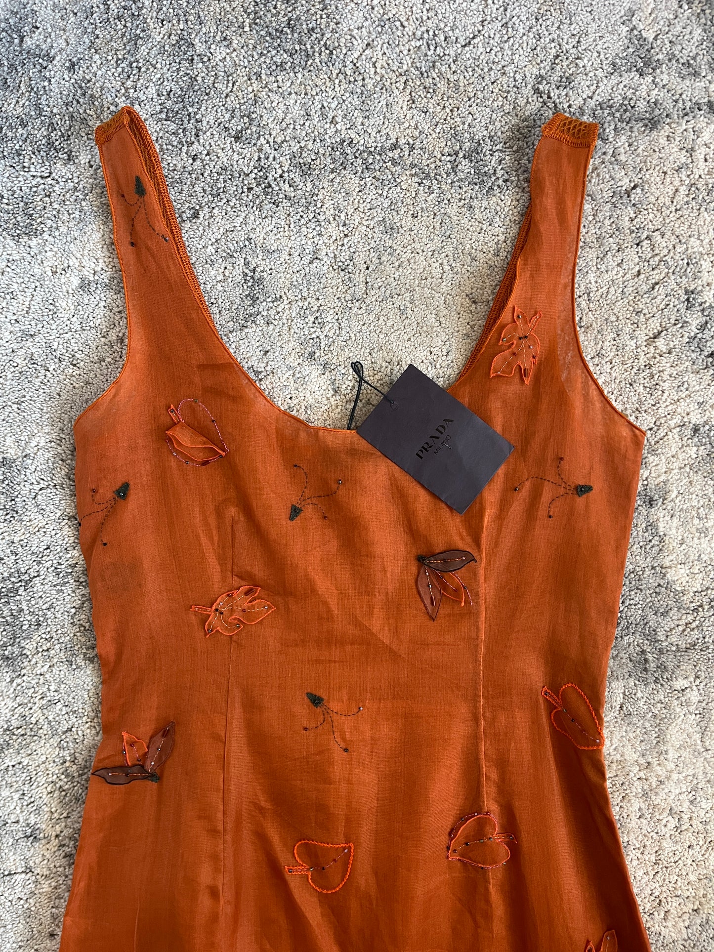 Prada FW1999 embroidery nylon dress