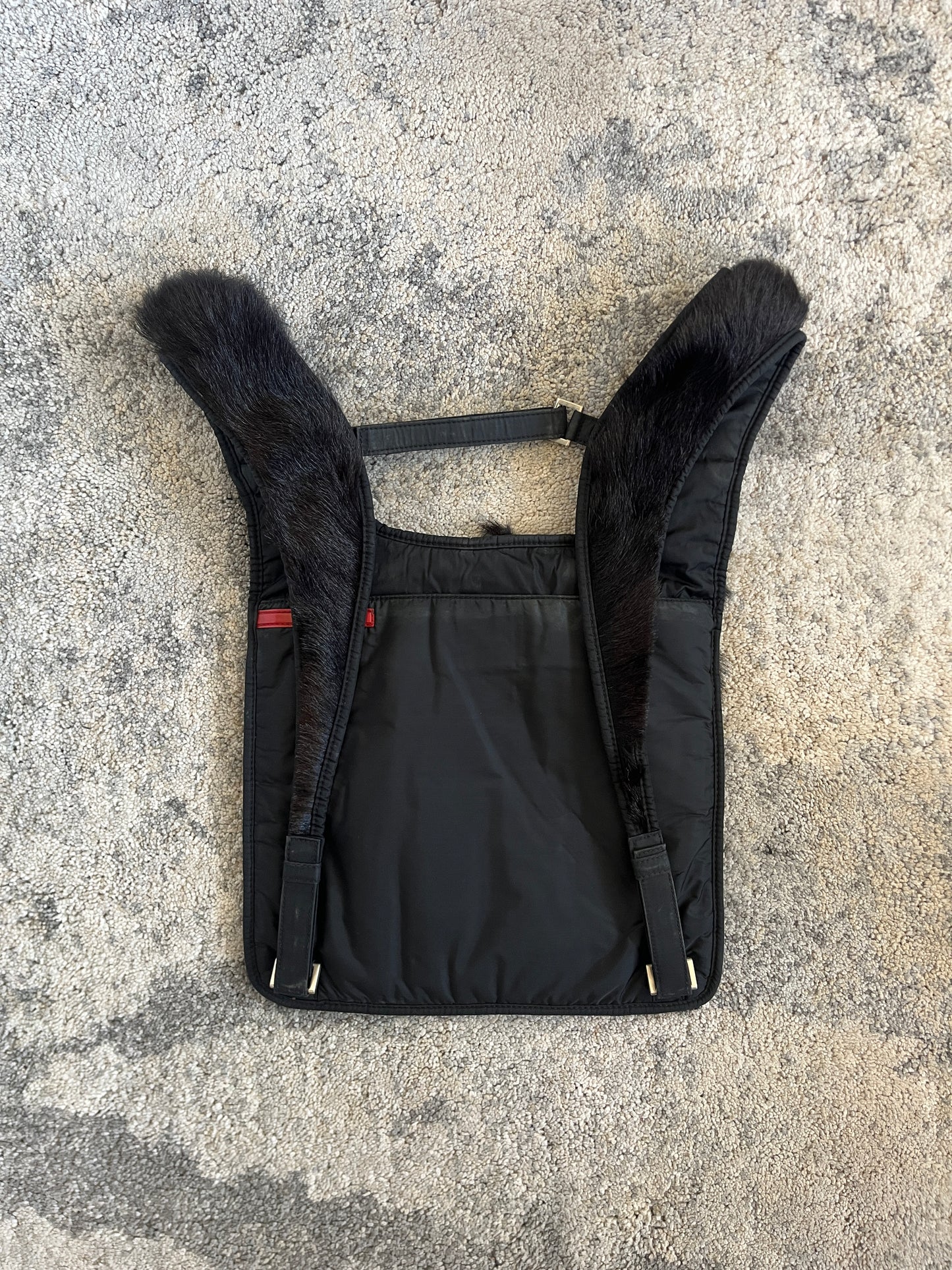 Prada 1999 fur reversible chest rig backpack