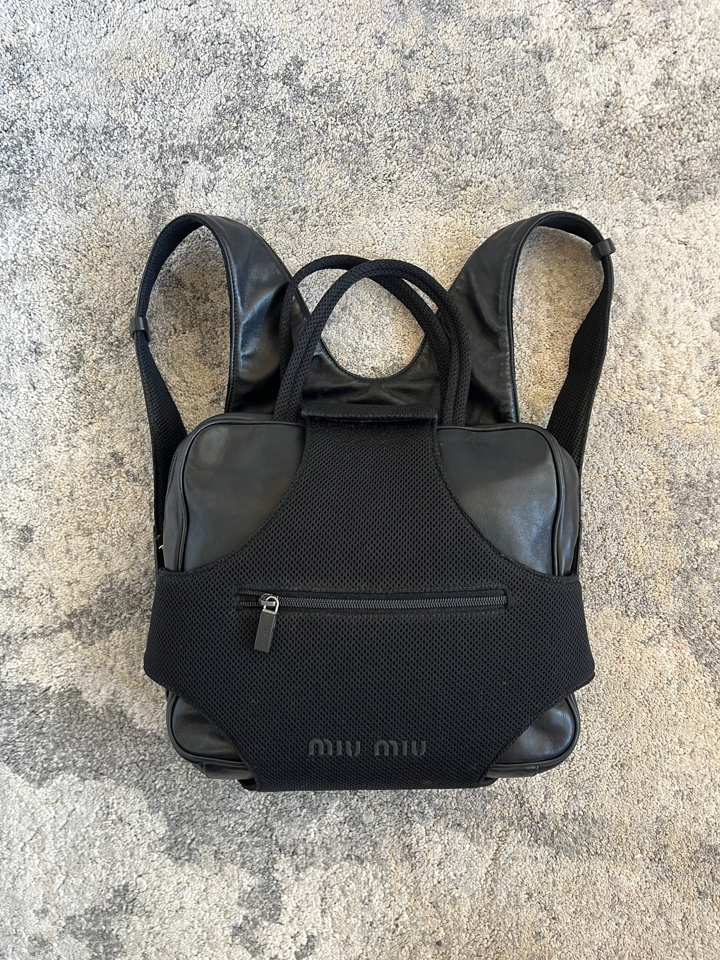 Miu Miu FW1999 leather & mesh backpack convertible