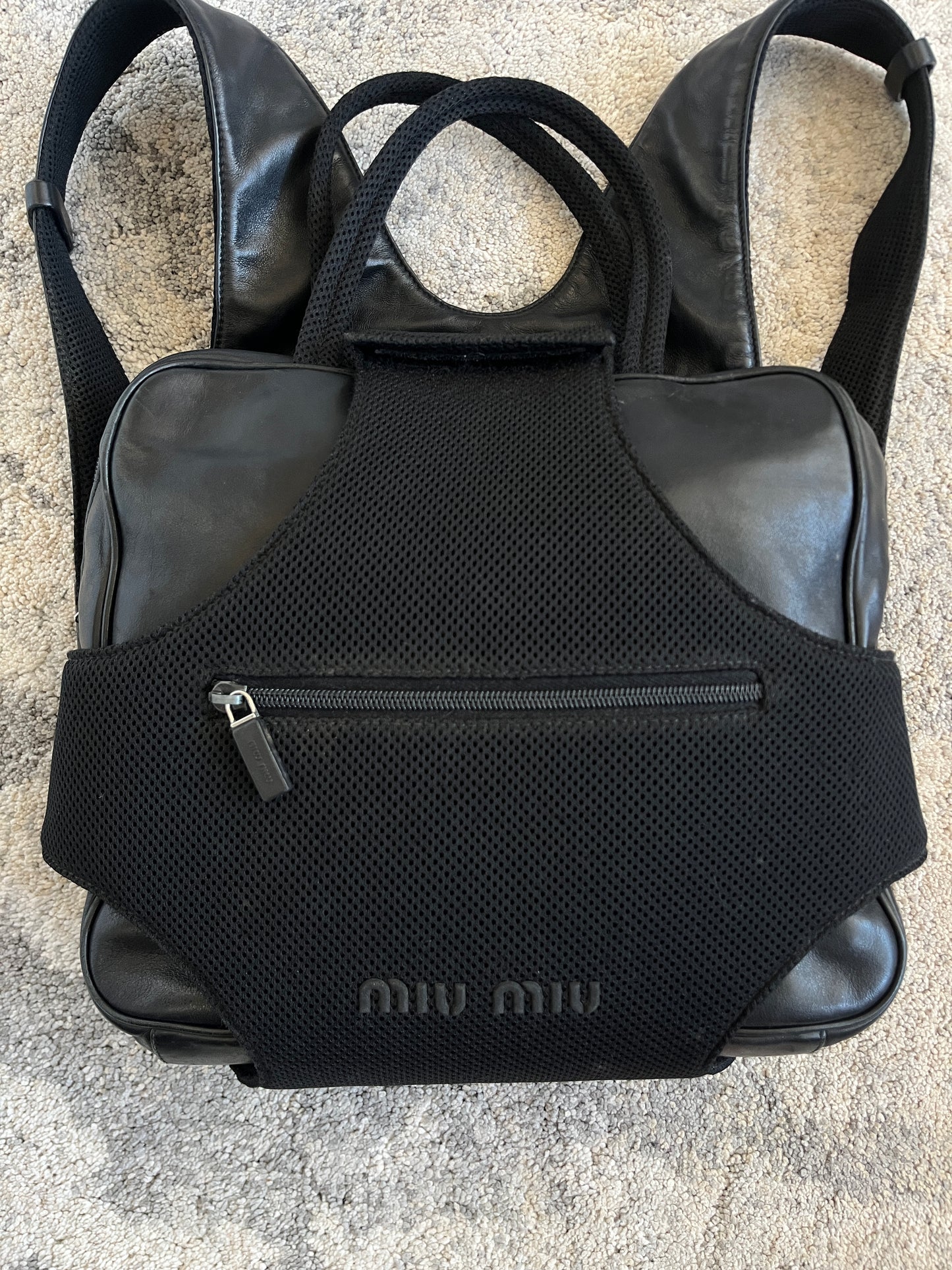 Miu Miu FW1999 leather & mesh backpack convertible