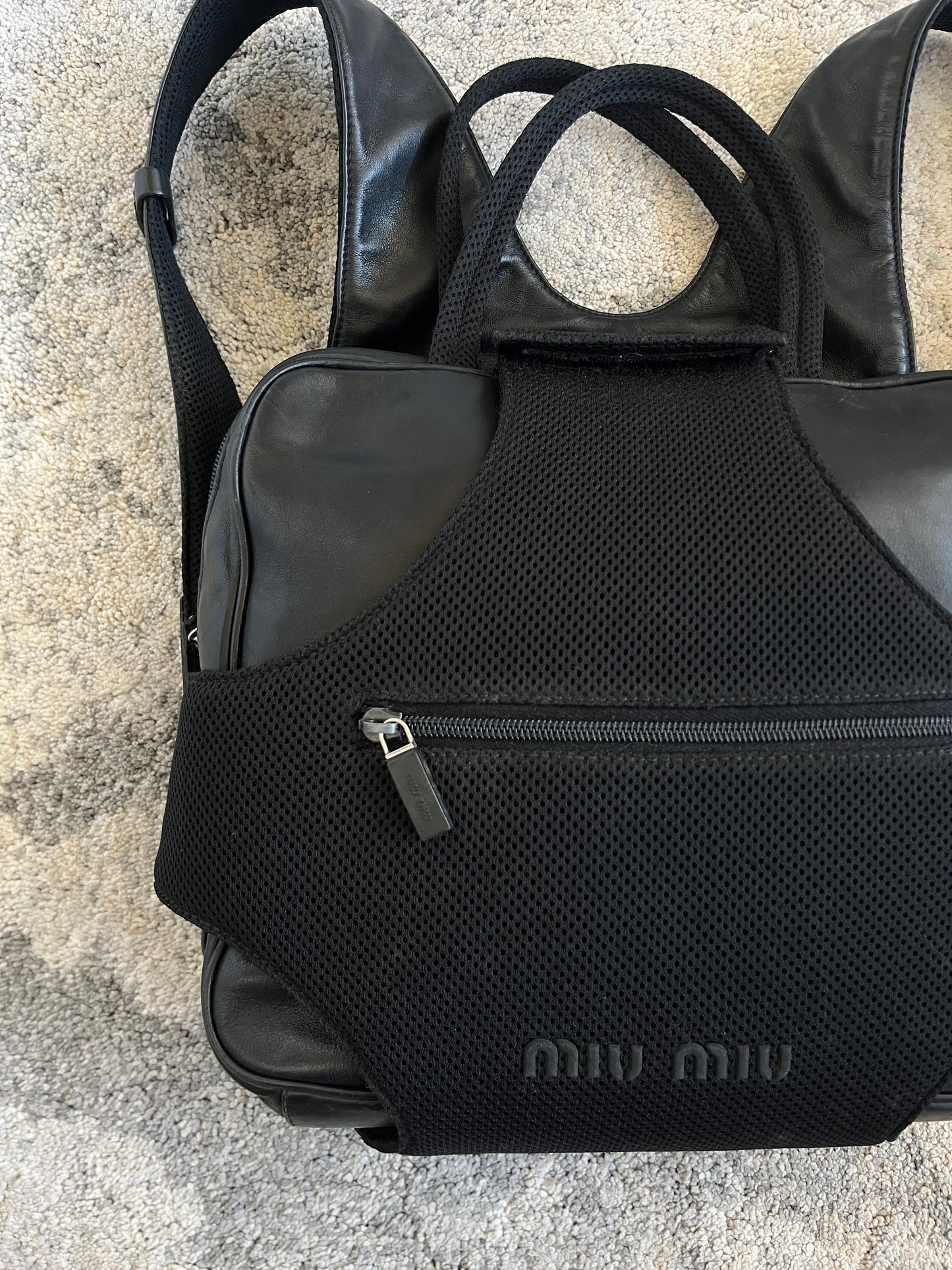 Miu Miu FW1999 leather & mesh backpack convertible