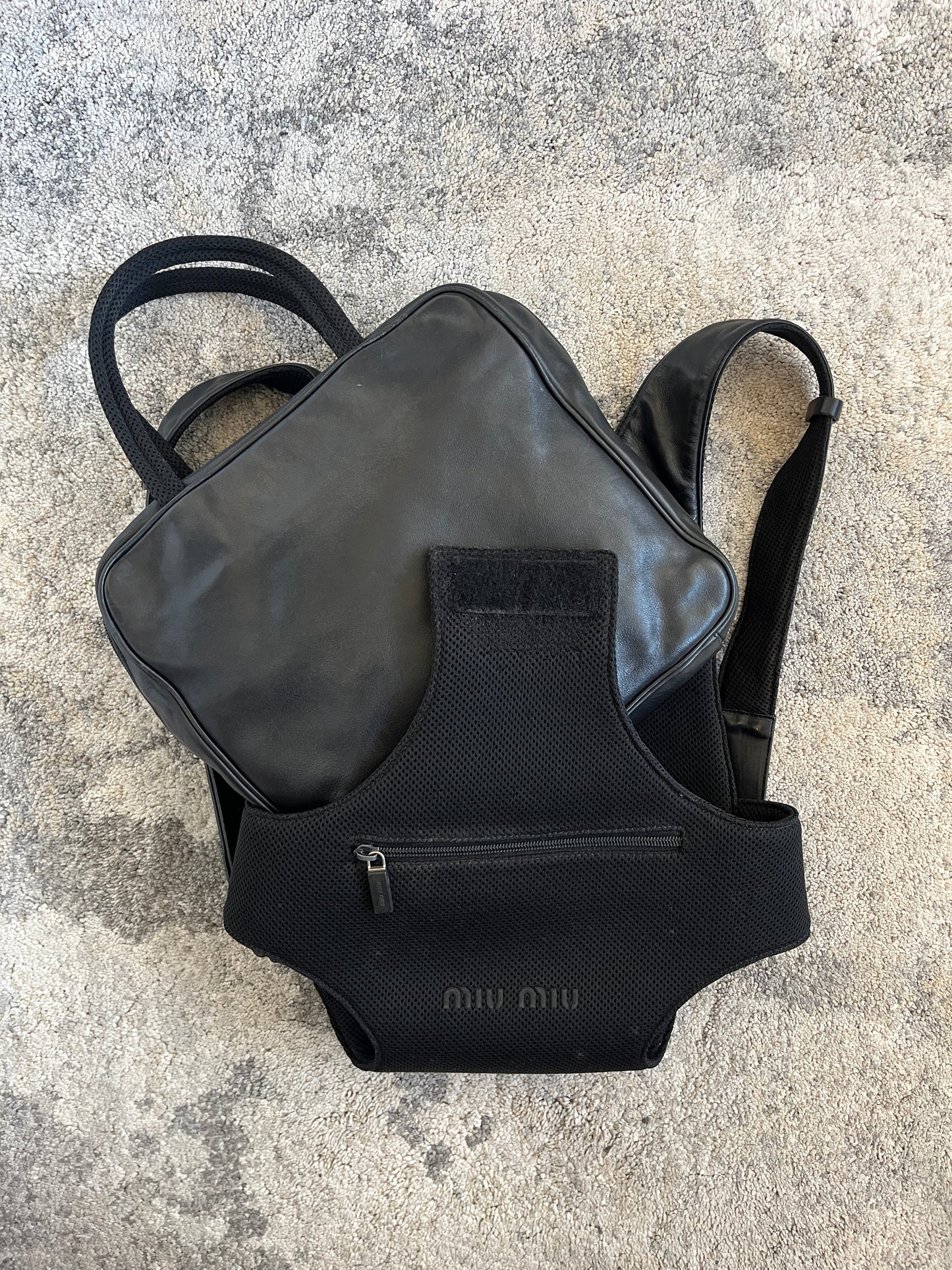 Miu Miu FW1999 leather & mesh backpack convertible
