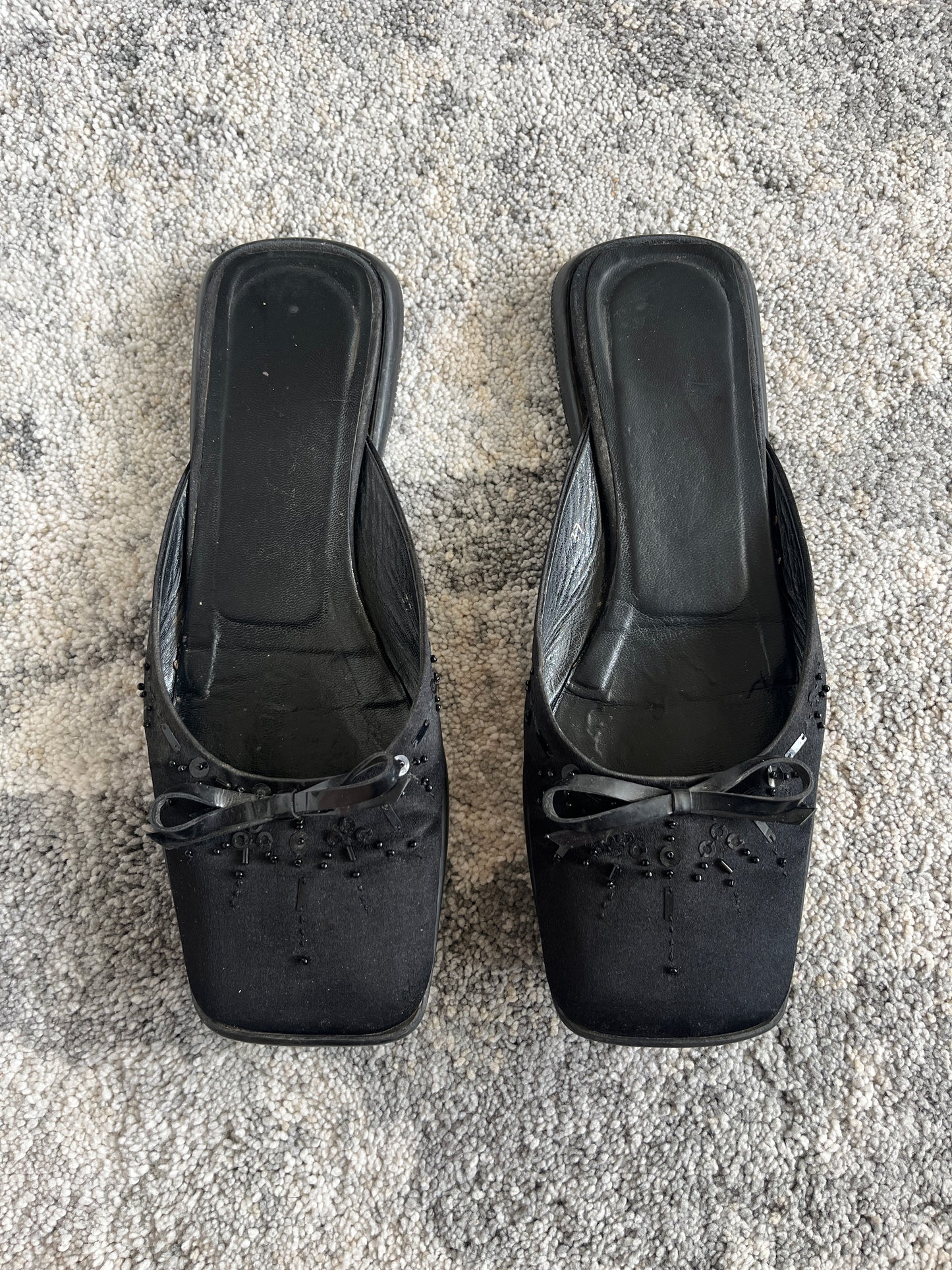 Prada 1999 silk & sequins flat mules