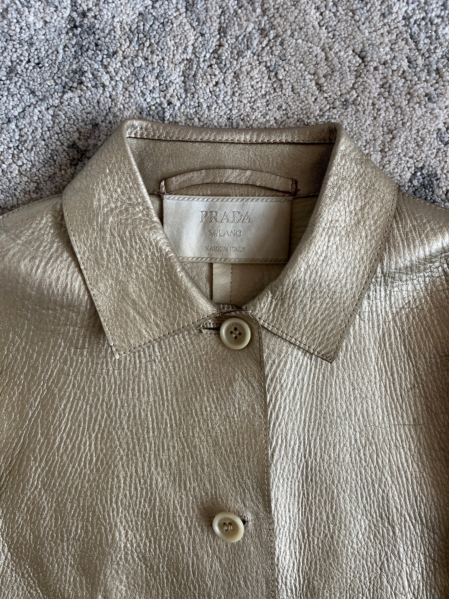 Prada FW2000 gold leather jacket