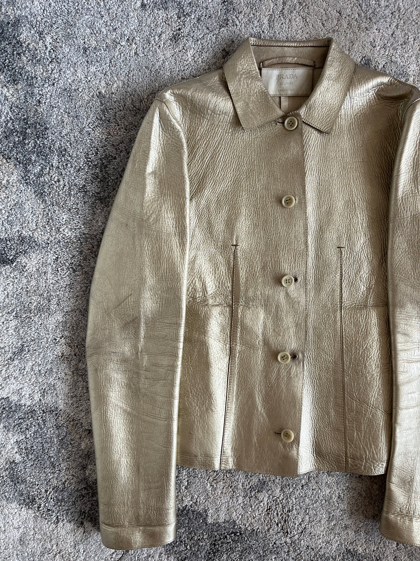 Prada FW2000 gold leather jacket