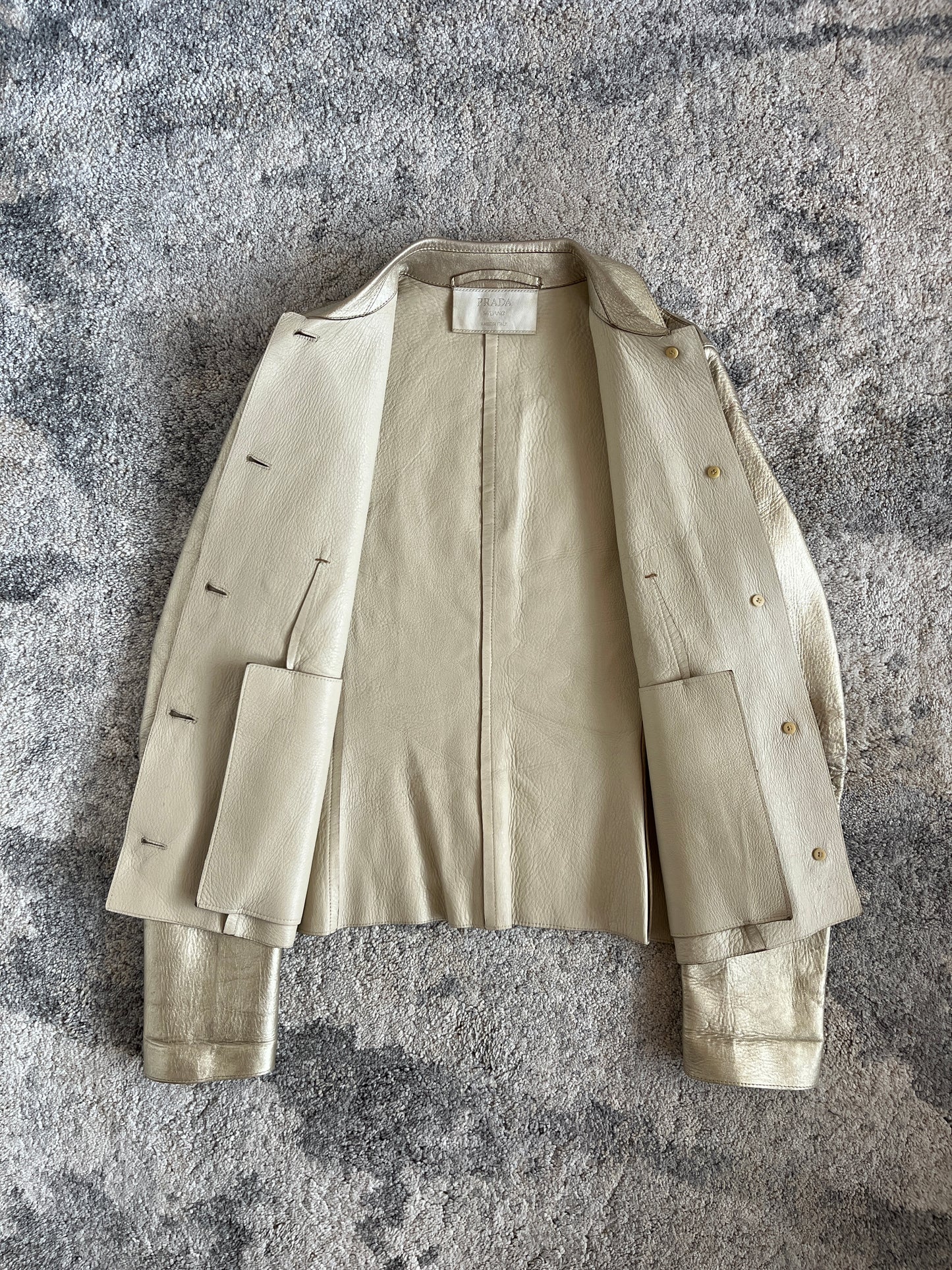 Prada FW2000 gold leather jacket