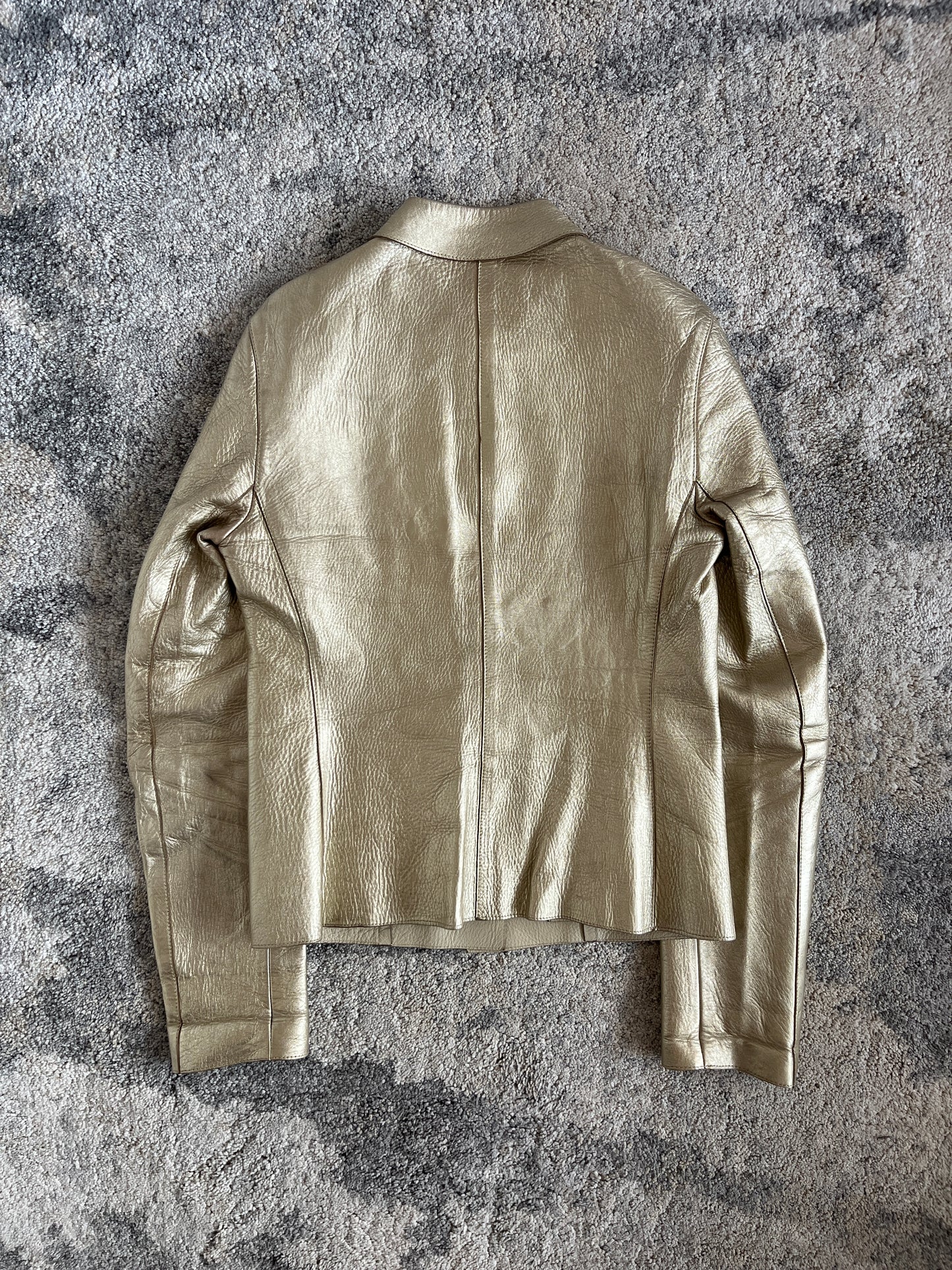 Prada FW2000 gold leather jacket