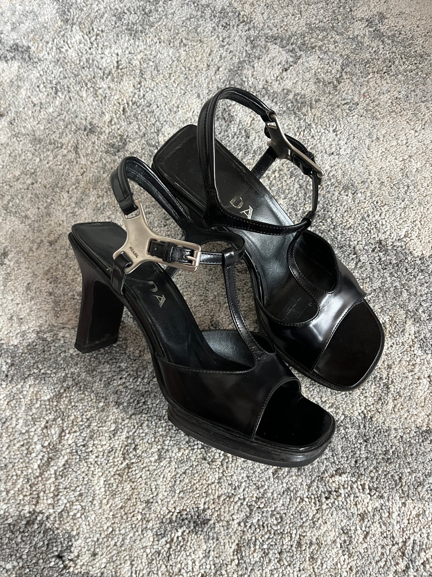 Prada 1999 leather platform heels