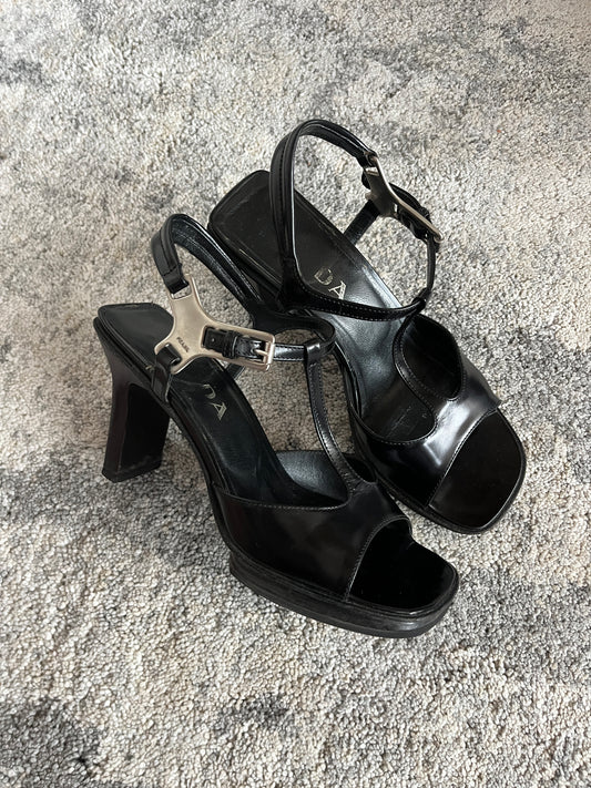 Prada 1999 leather platform heels