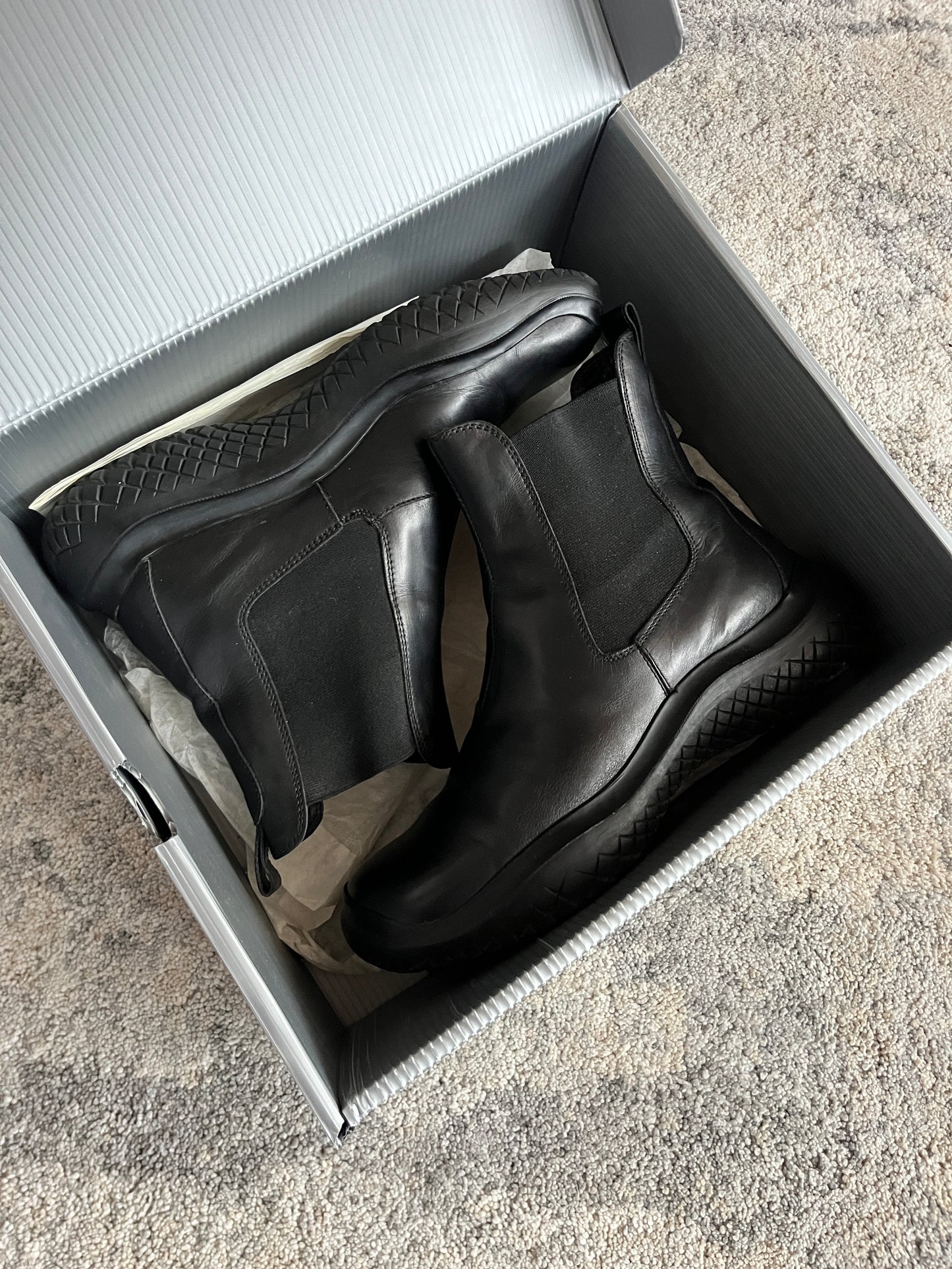 Prada FW1999 leather chelsea boots with vibram soles