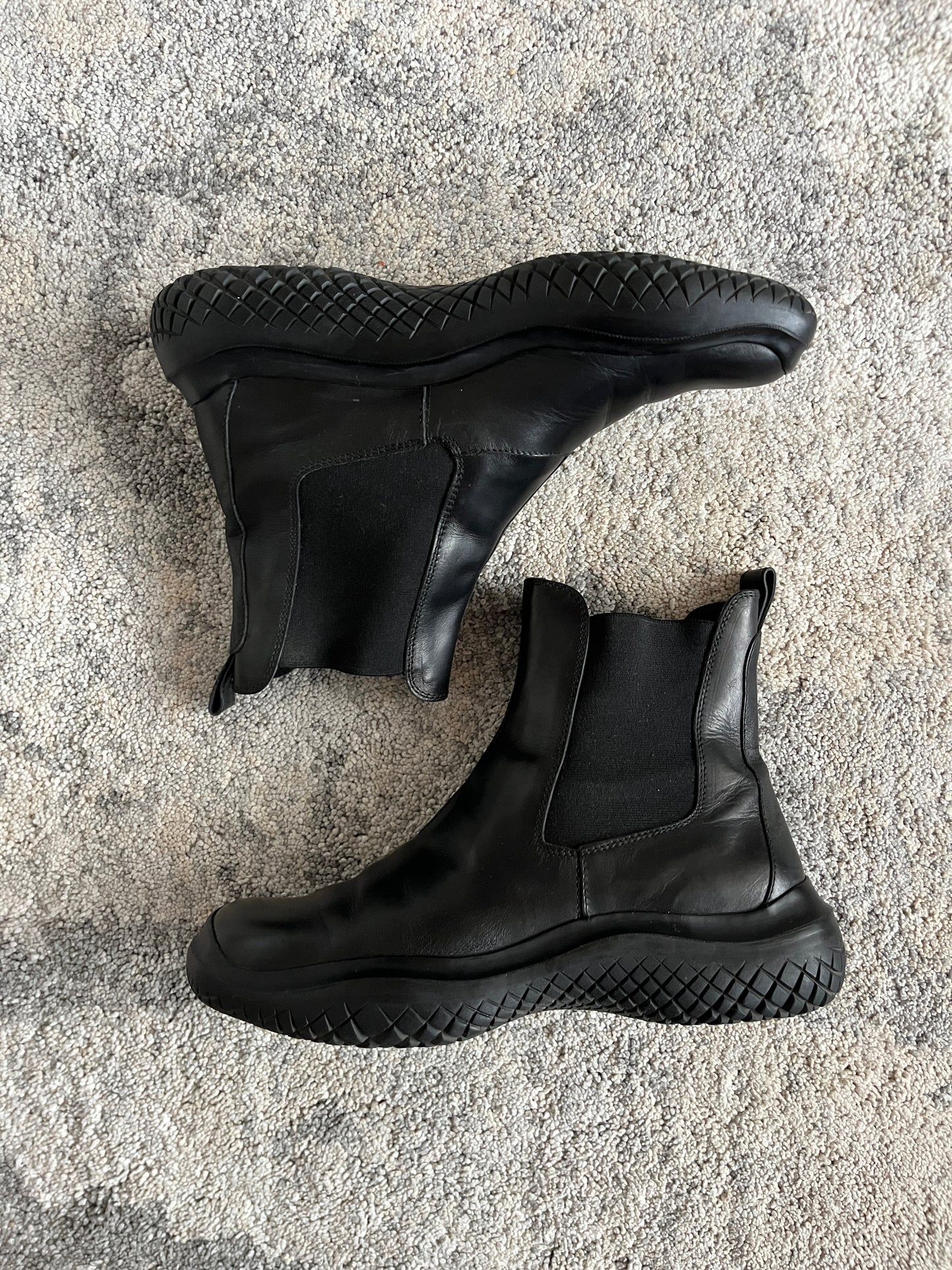 Prada FW1999 leather chelsea boots with vibram soles