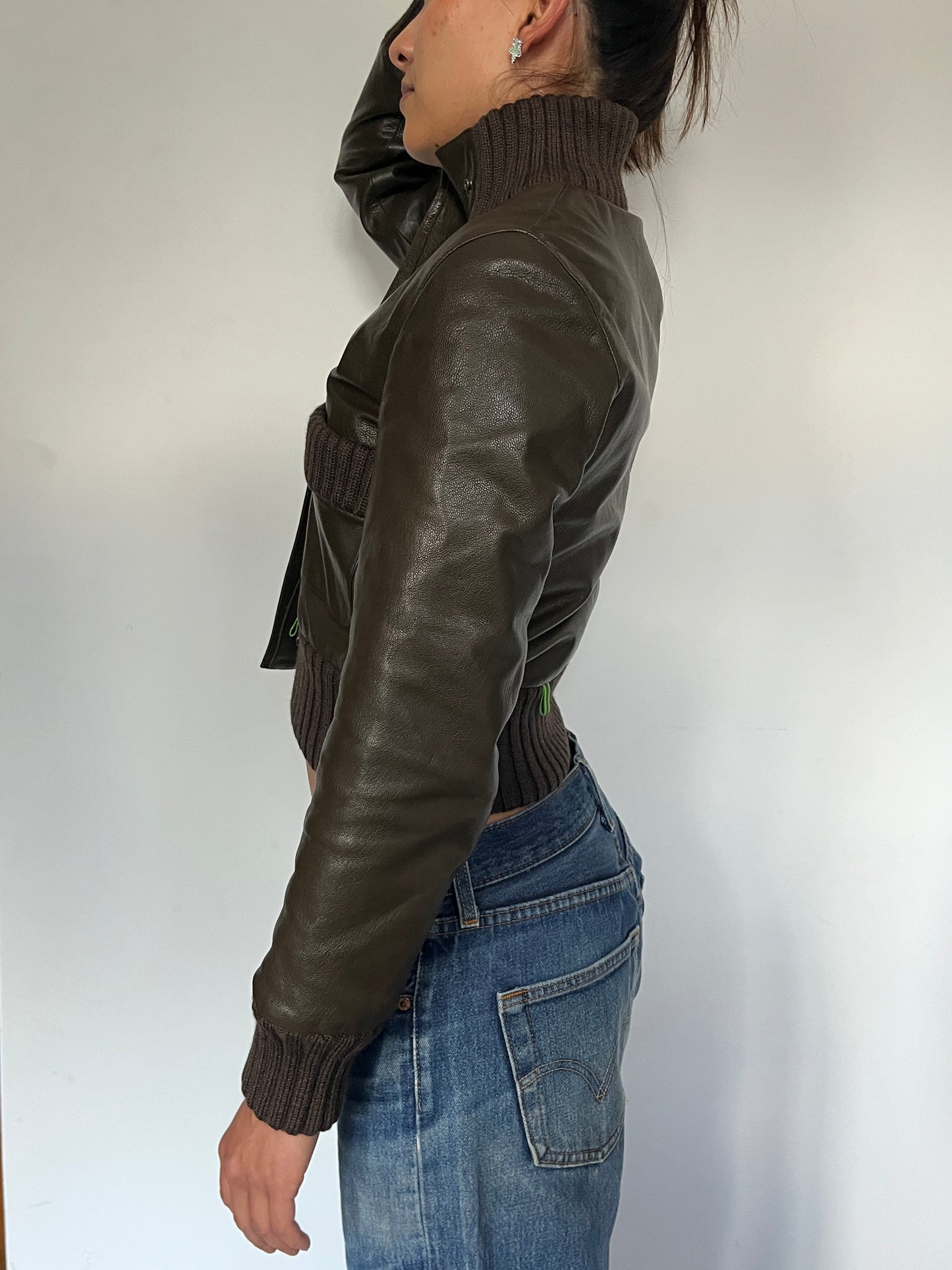 Miu Miu FW1999 leather wool cuffs jacket