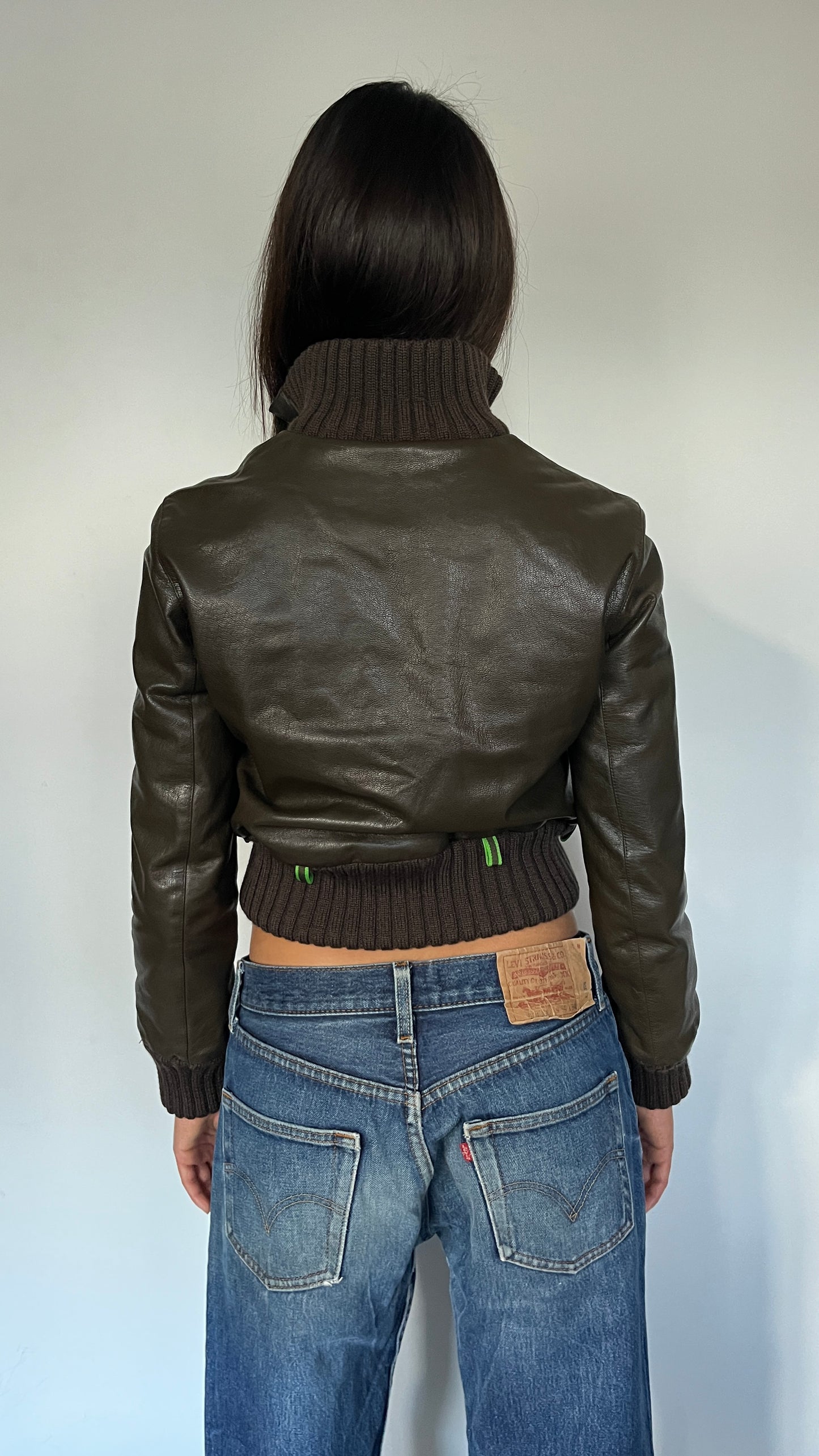 Miu Miu FW1999 leather wool cuffs jacket