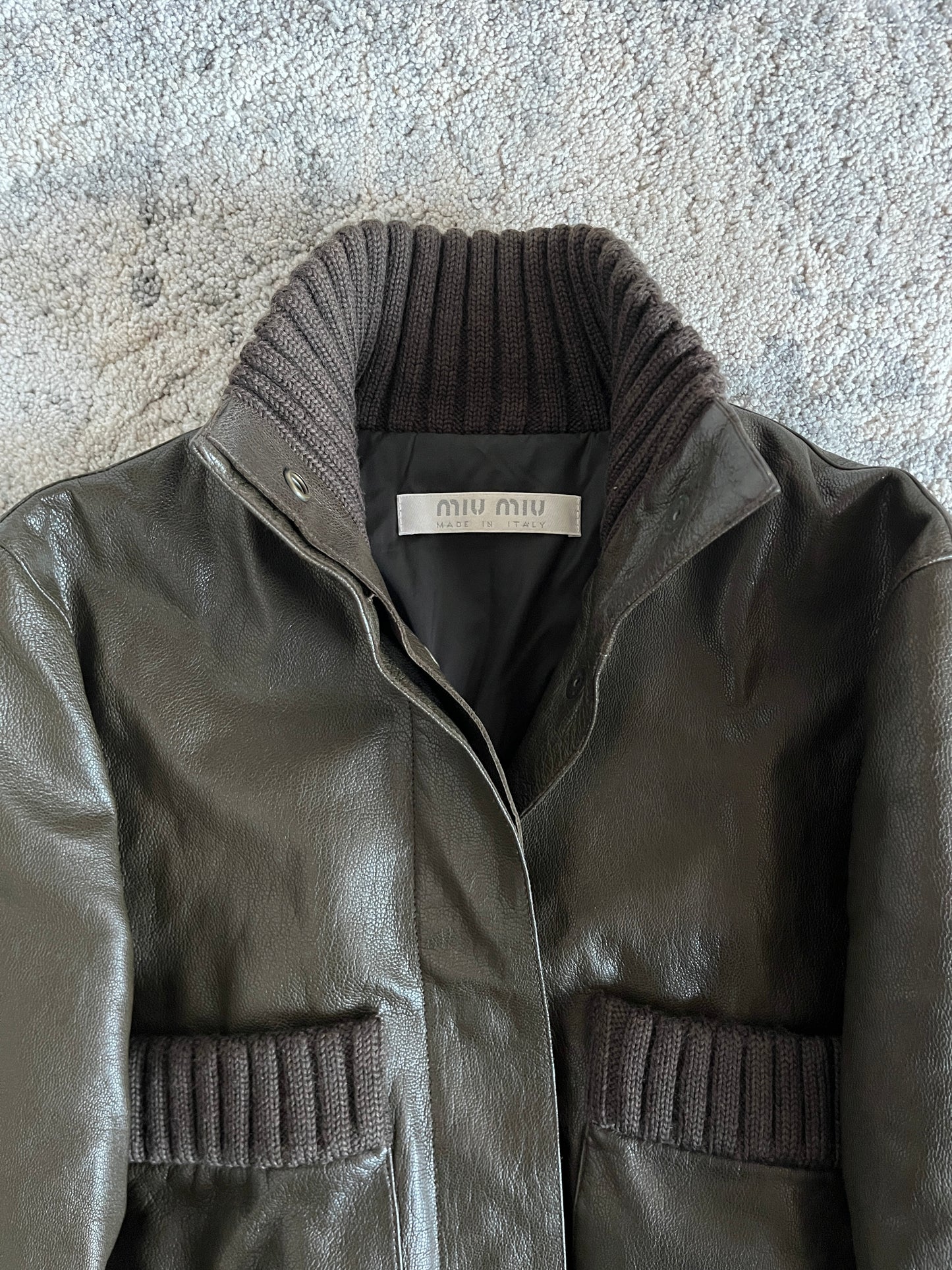 Miu Miu FW1999 leather wool cuffs jacket