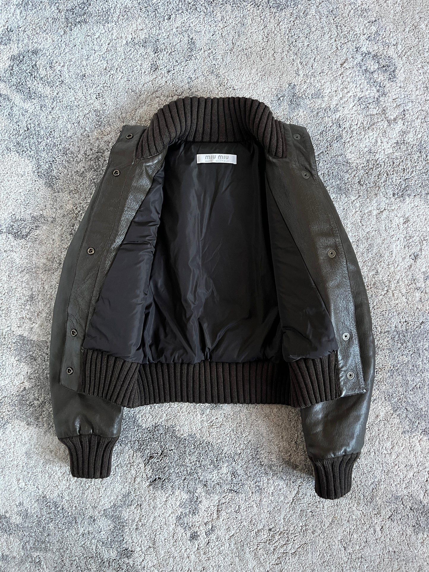 Miu Miu FW1999 leather wool cuffs jacket