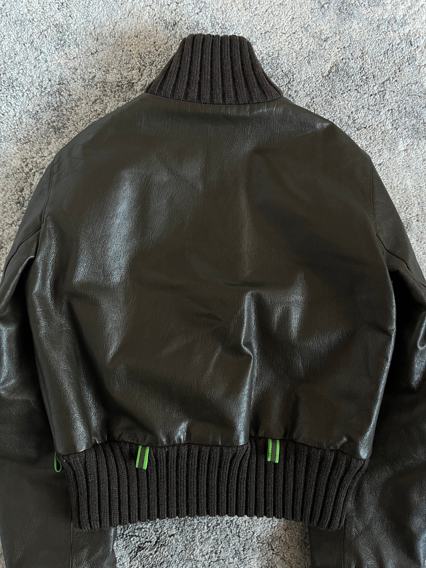 Miu Miu FW1999 leather wool cuffs jacket
