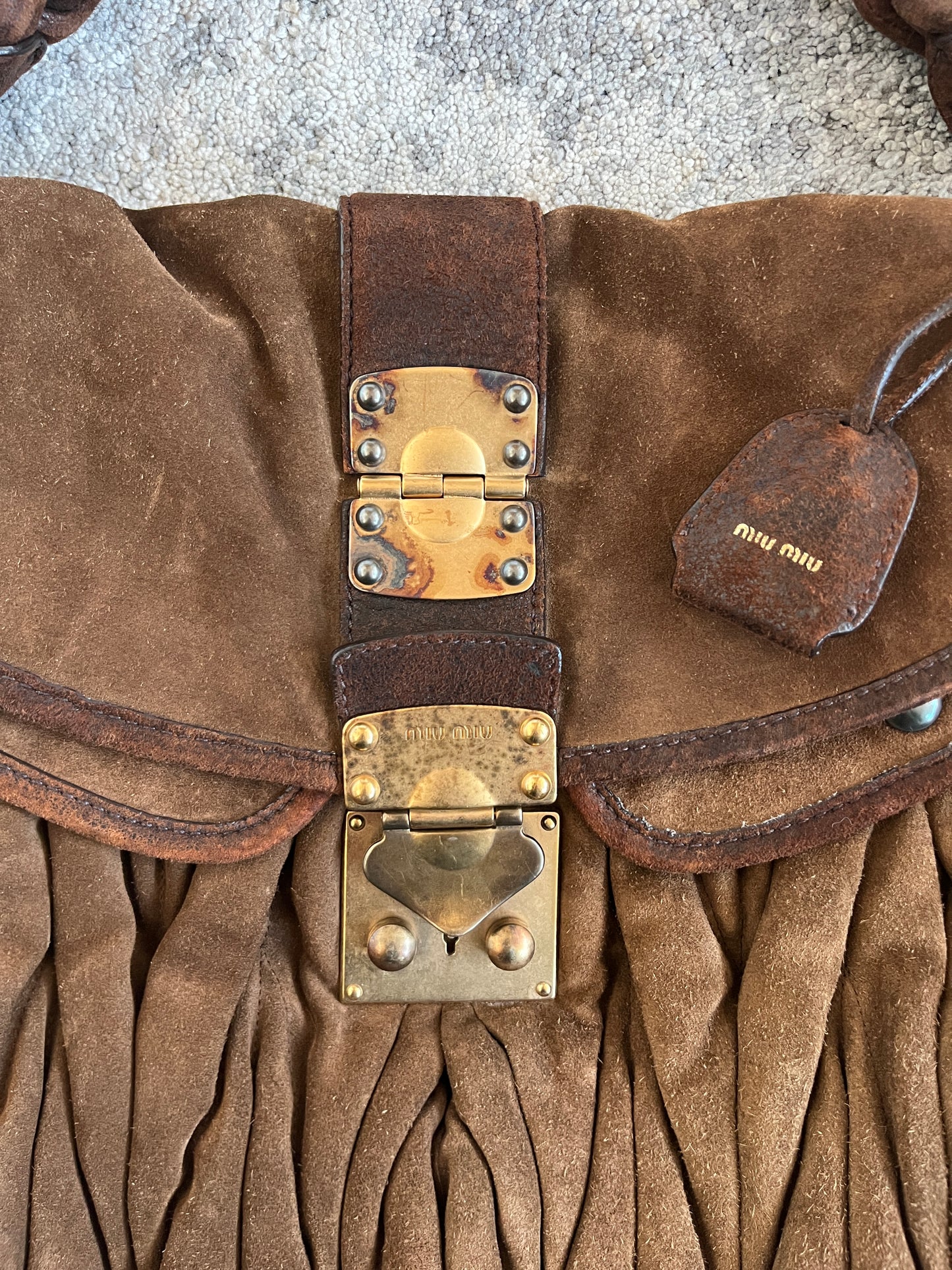 Miu Miu 2010's suede padded coffer bag