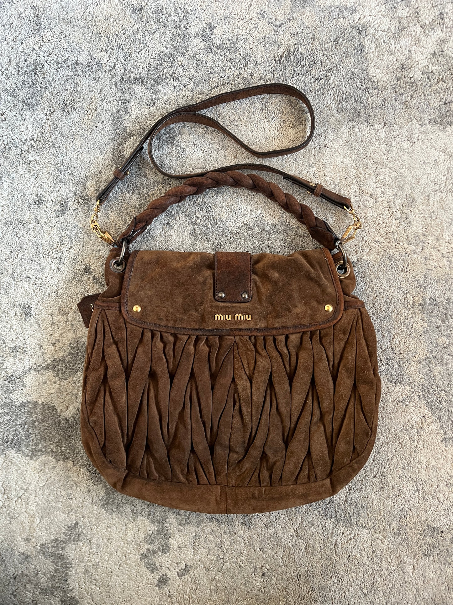 Miu Miu 2010's suede padded coffer bag