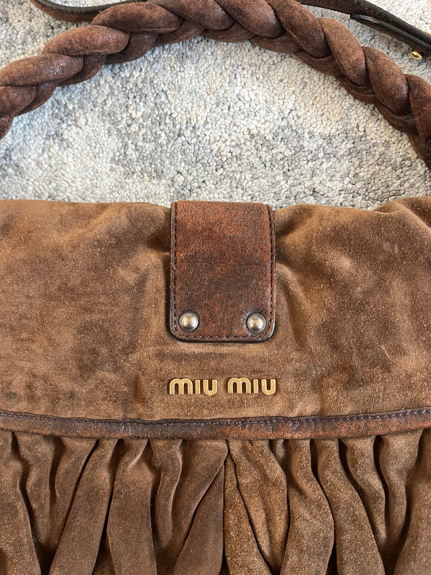Miu Miu 2010's suede padded coffer bag