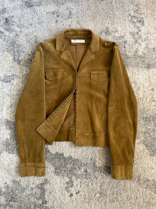 Miu Miu SS1999 suede jacket with bra closure