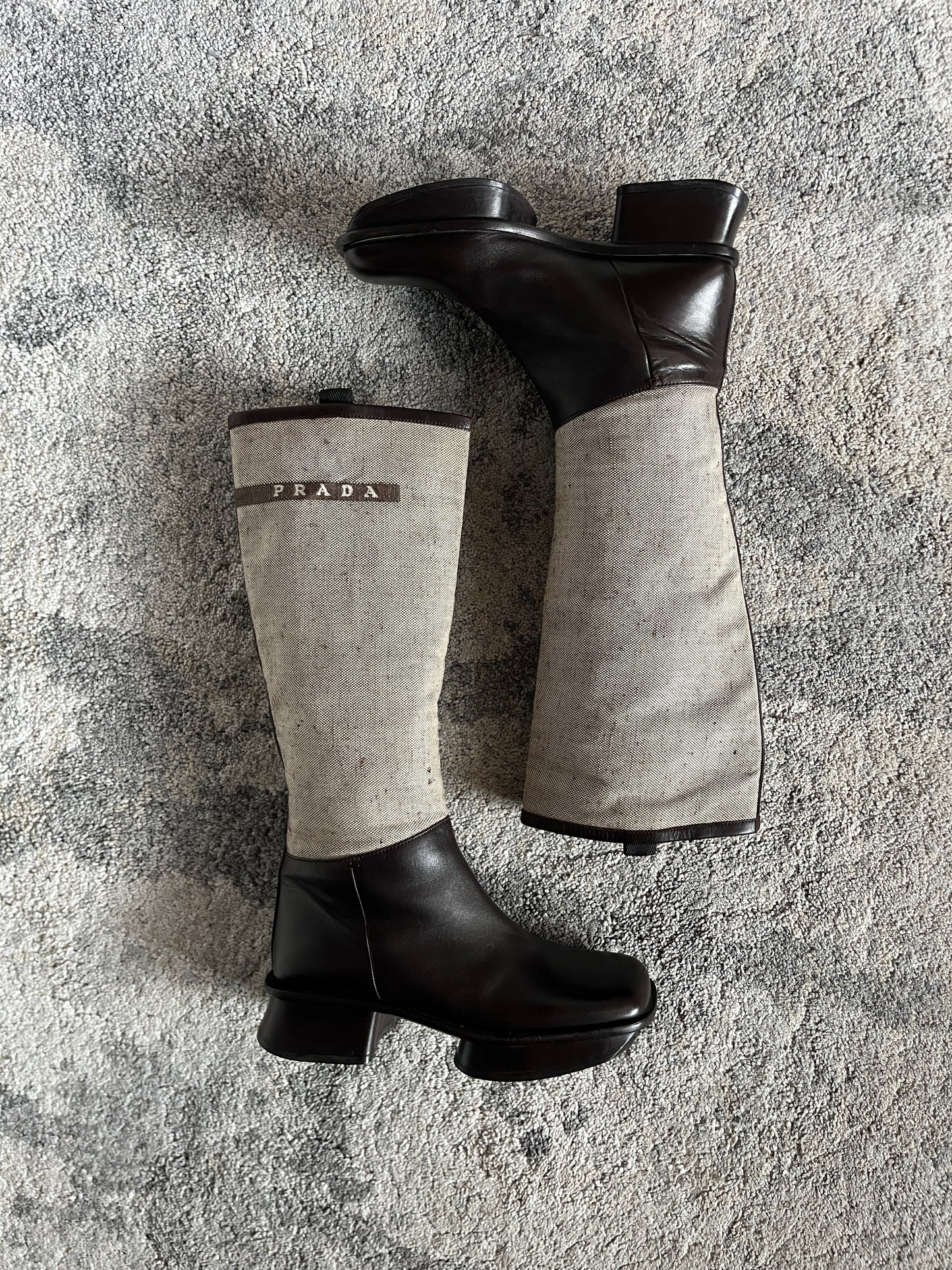 Prada SS1999 runway linen & leather boots